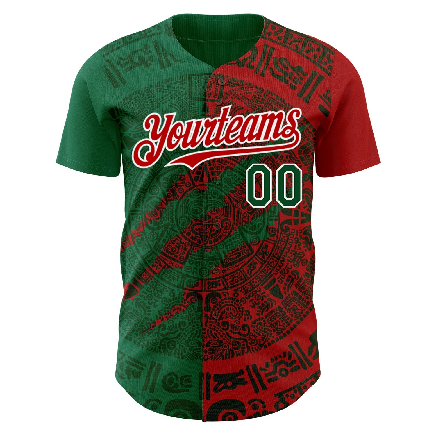 Custom Red Green Kelly Green-White 3D Mexico Scratch Authentic Baseball Jersey baseball jersey product view 2