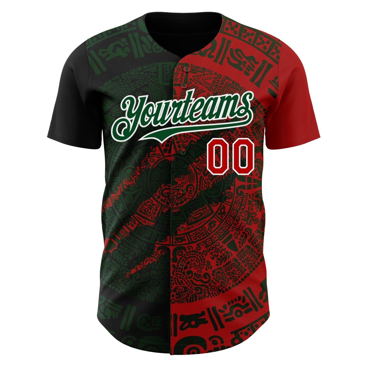 Custom Red Green-White 3D Mexico Scratch Authentic Baseball Jersey baseball jersey product view 2