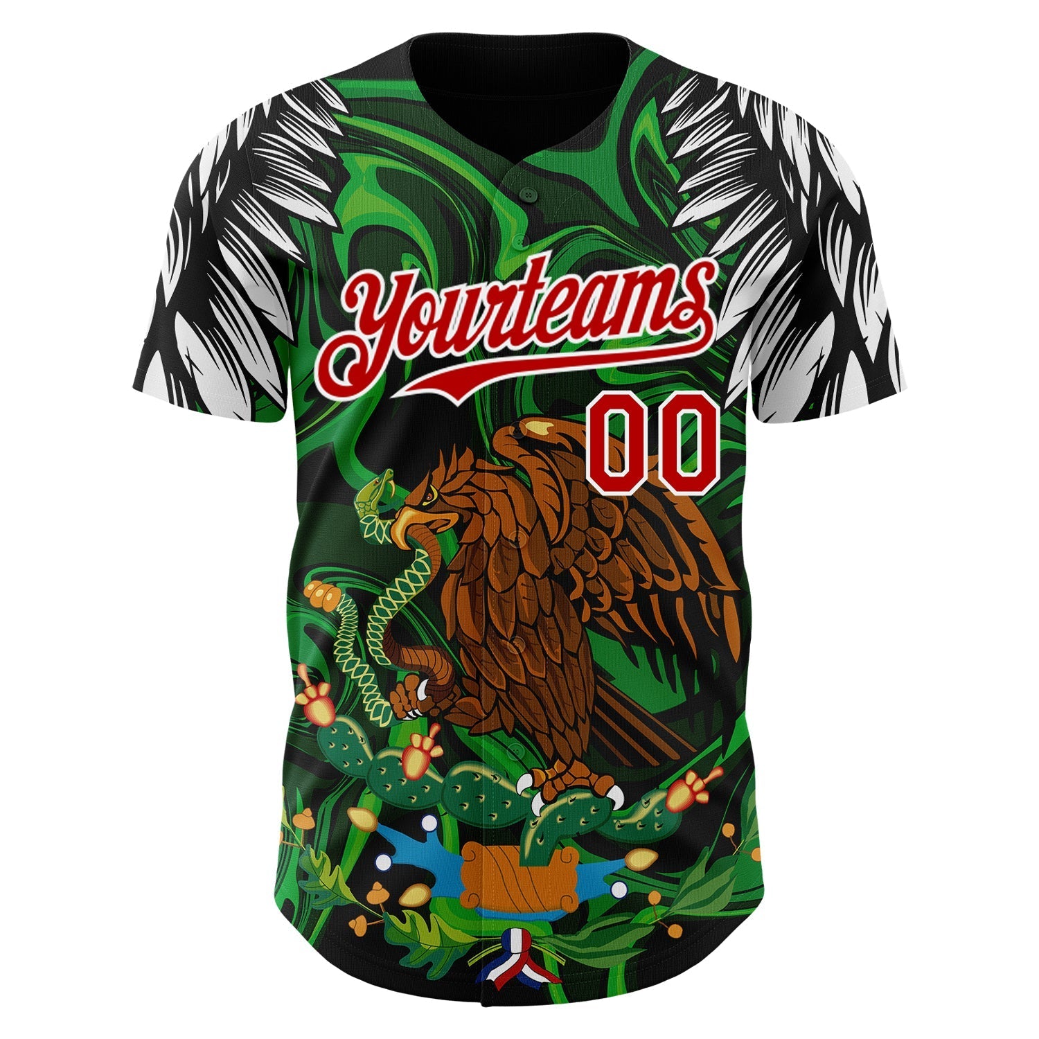 Custom Black Red-White 3D Mexico Authentic Baseball Jersey baseball jersey product view 2
