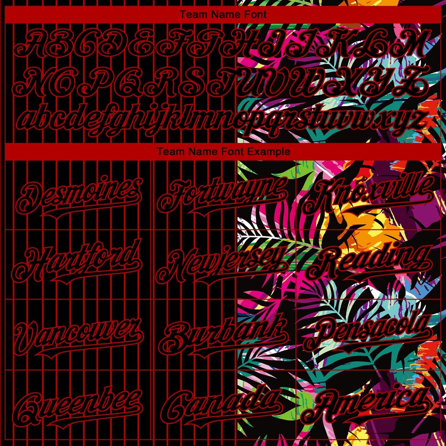Custom Black Red 3D Pattern Design Pinstripe Tropical Palm Leaves Authentic Baseball Jersey baseball jersey product view 4