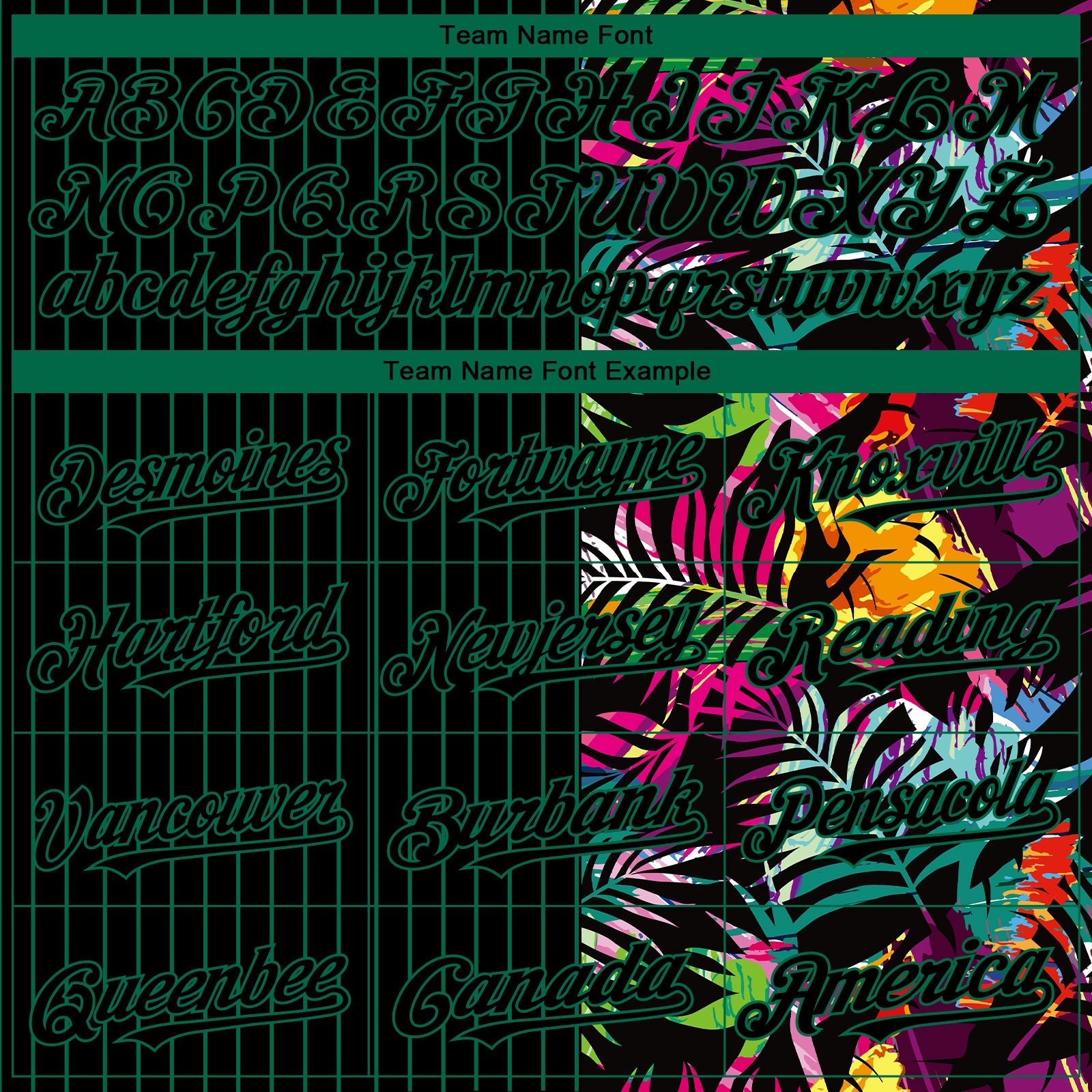 Custom Black Kelly Green 3D Pattern Design Pinstripe Tropical Palm Leaves Authentic Baseball Jersey baseball jersey product view 4