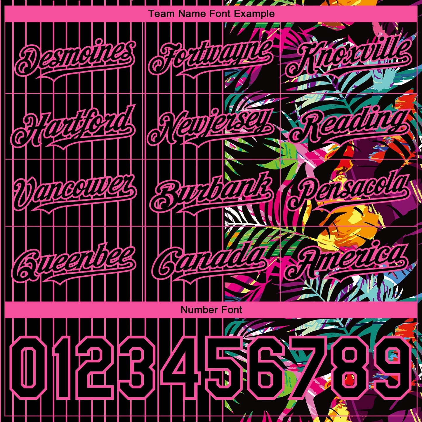 Custom Black Pink 3D Pattern Design Pinstripe Tropical Palm Leaves Authentic Baseball Jersey baseball jersey product view 4