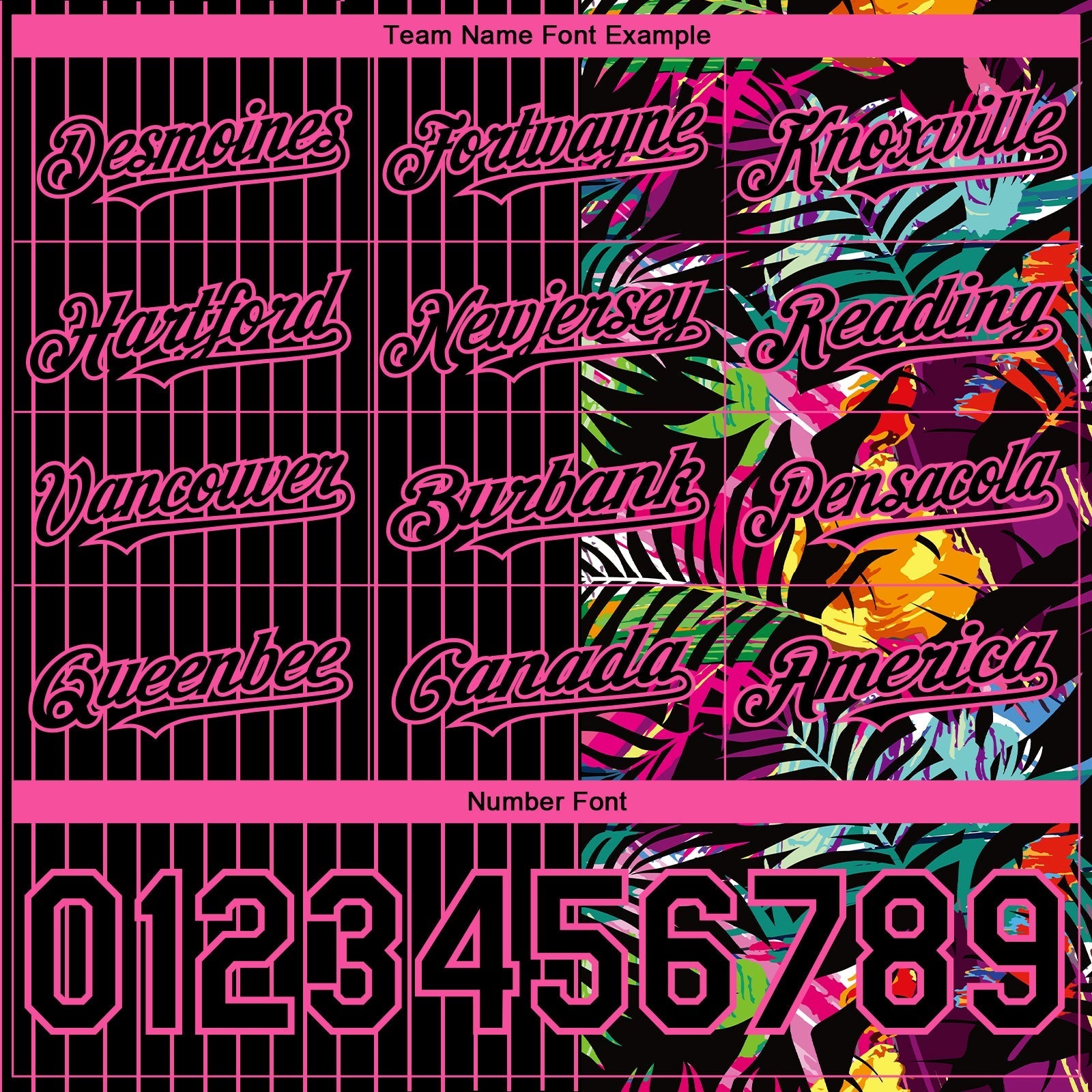 Custom Black Pink 3D Pattern Design Pinstripe Tropical Palm Leaves Authentic Baseball Jersey baseball jersey product view 4