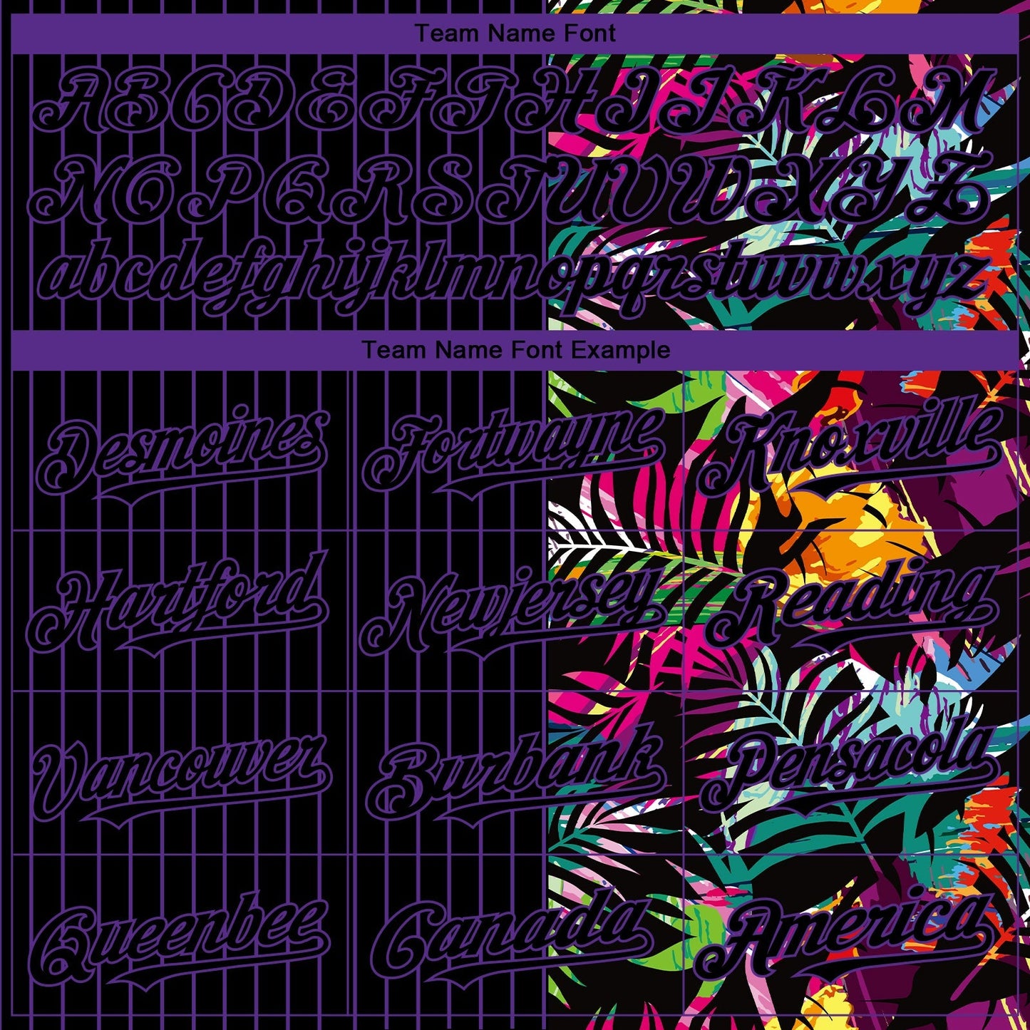 Custom Black Purple 3D Pattern Design Pinstripe Tropical Palm Leaves Authentic Baseball Jersey baseball jersey product view 4