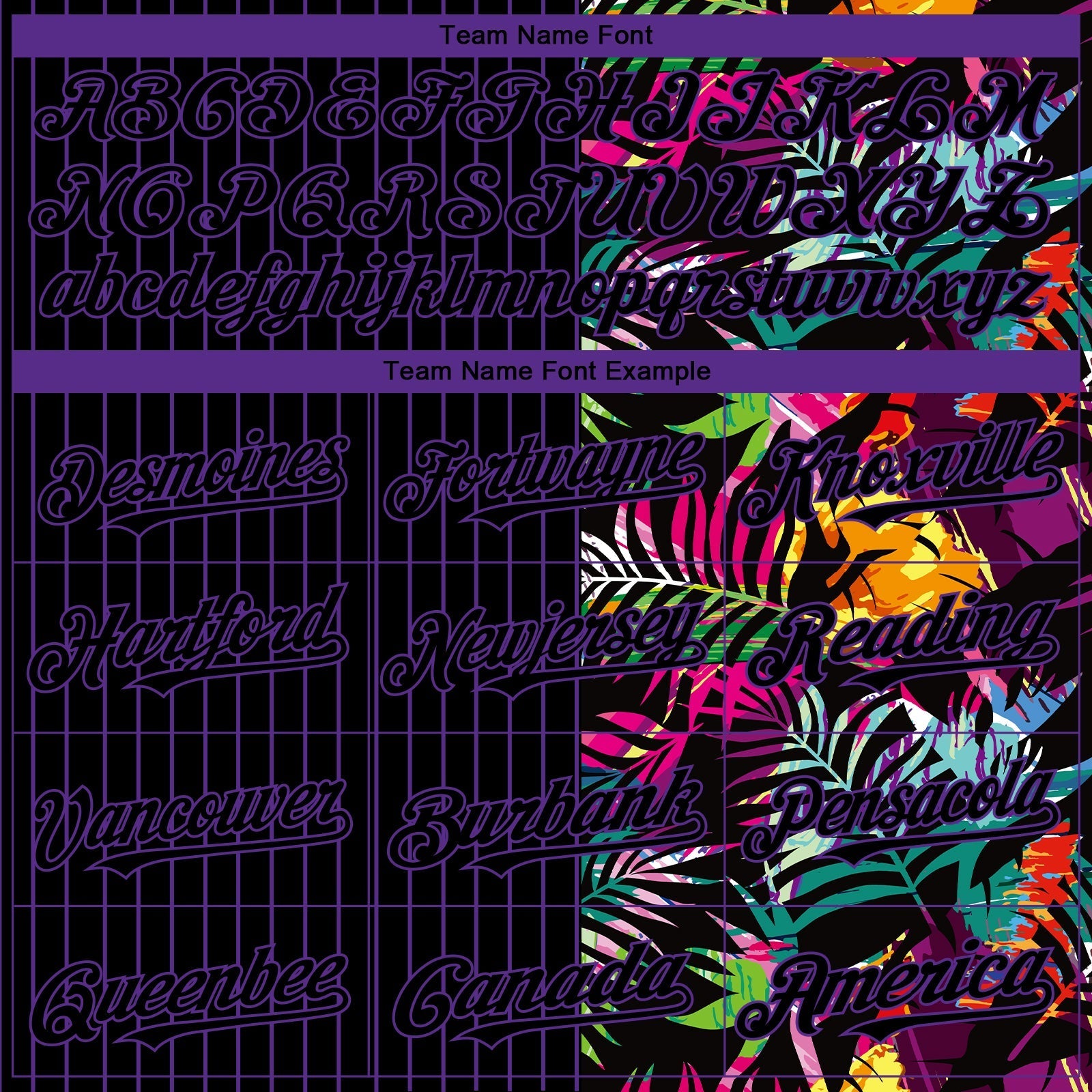 Custom Black Purple 3D Pattern Design Pinstripe Tropical Palm Leaves Authentic Baseball Jersey baseball jersey product view 4