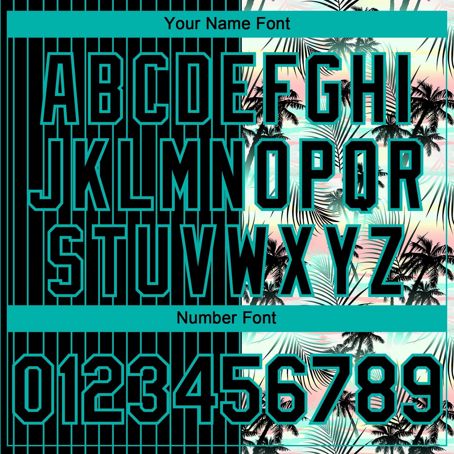 Custom Black Aqua 3D Pattern Design Pinstripe Tropical Palm Leaves Authentic Baseball Jersey baseball jersey product view 5