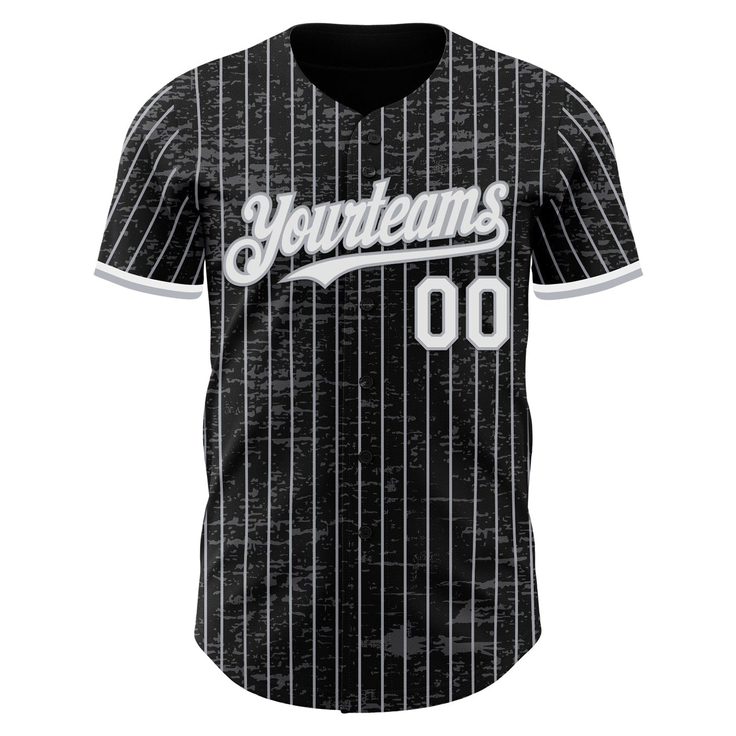Custom Black Gray Pinstripe White 3D Pattern Design Fragment Art Authentic Baseball Jersey baseball jersey product view 2