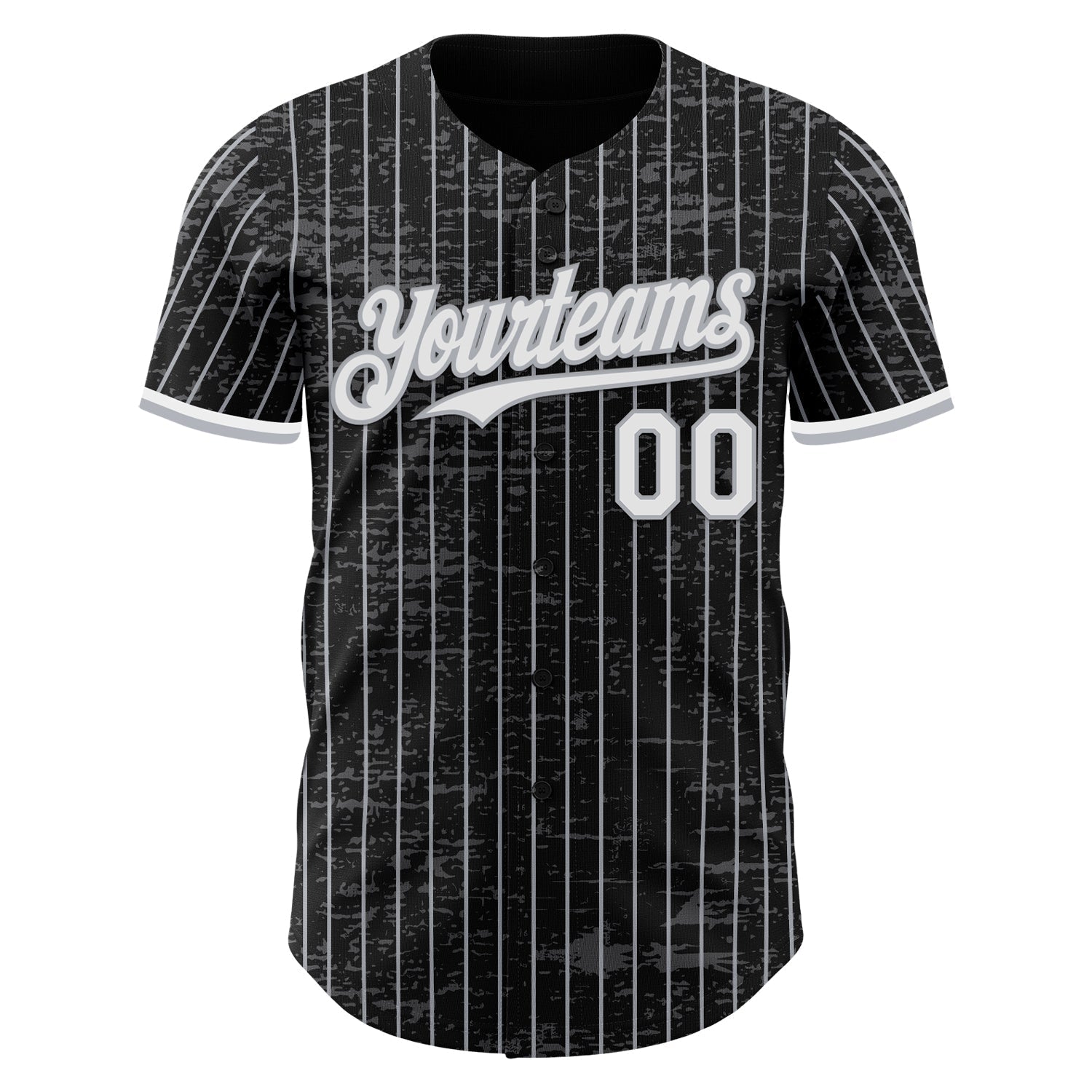 Custom Black Gray Pinstripe White 3D Pattern Design Fragment Art Authentic Baseball Jersey baseball jersey product view 2