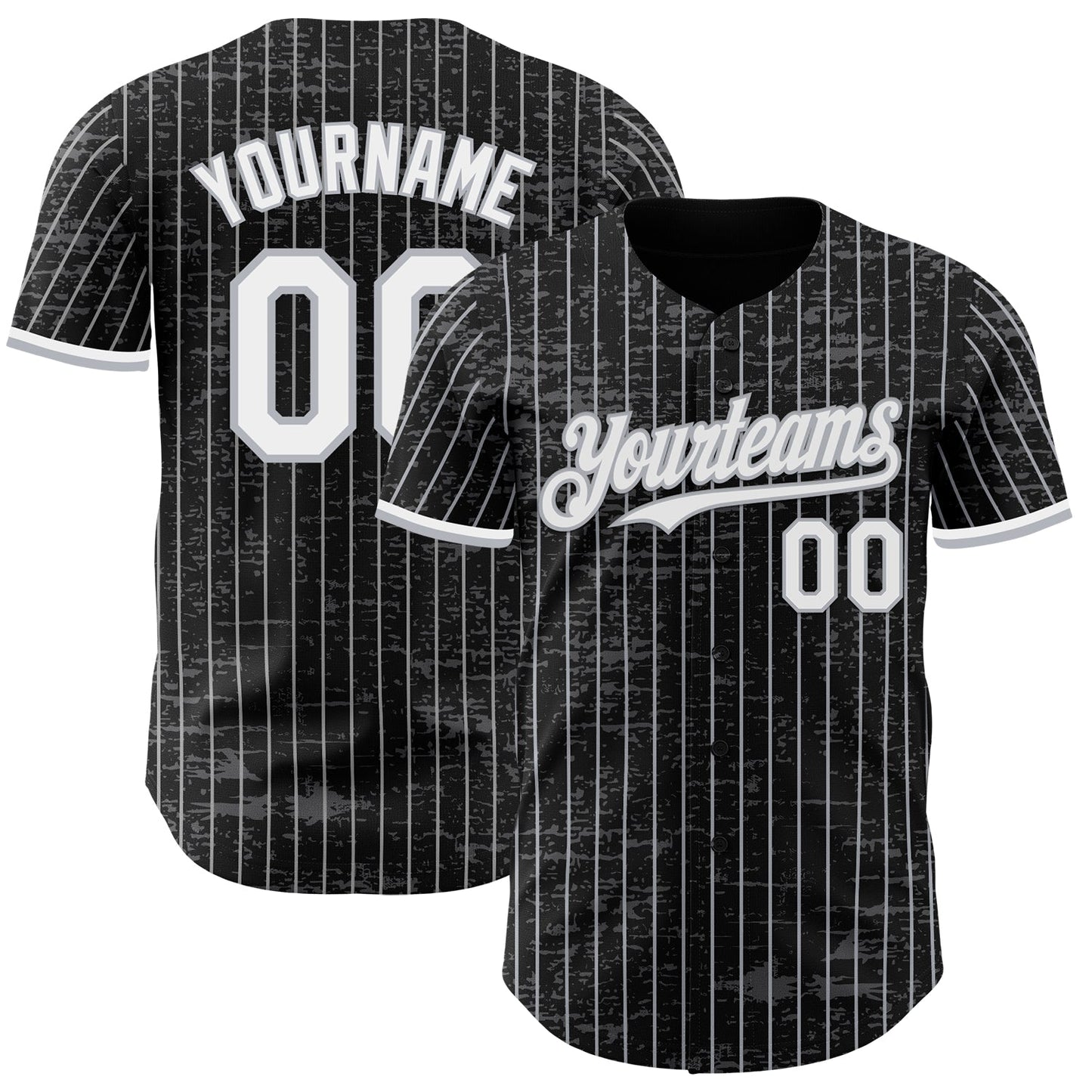 Custom Black Gray Pinstripe White 3D Pattern Design Fragment Art Authentic Baseball Jersey baseball jersey product view 1