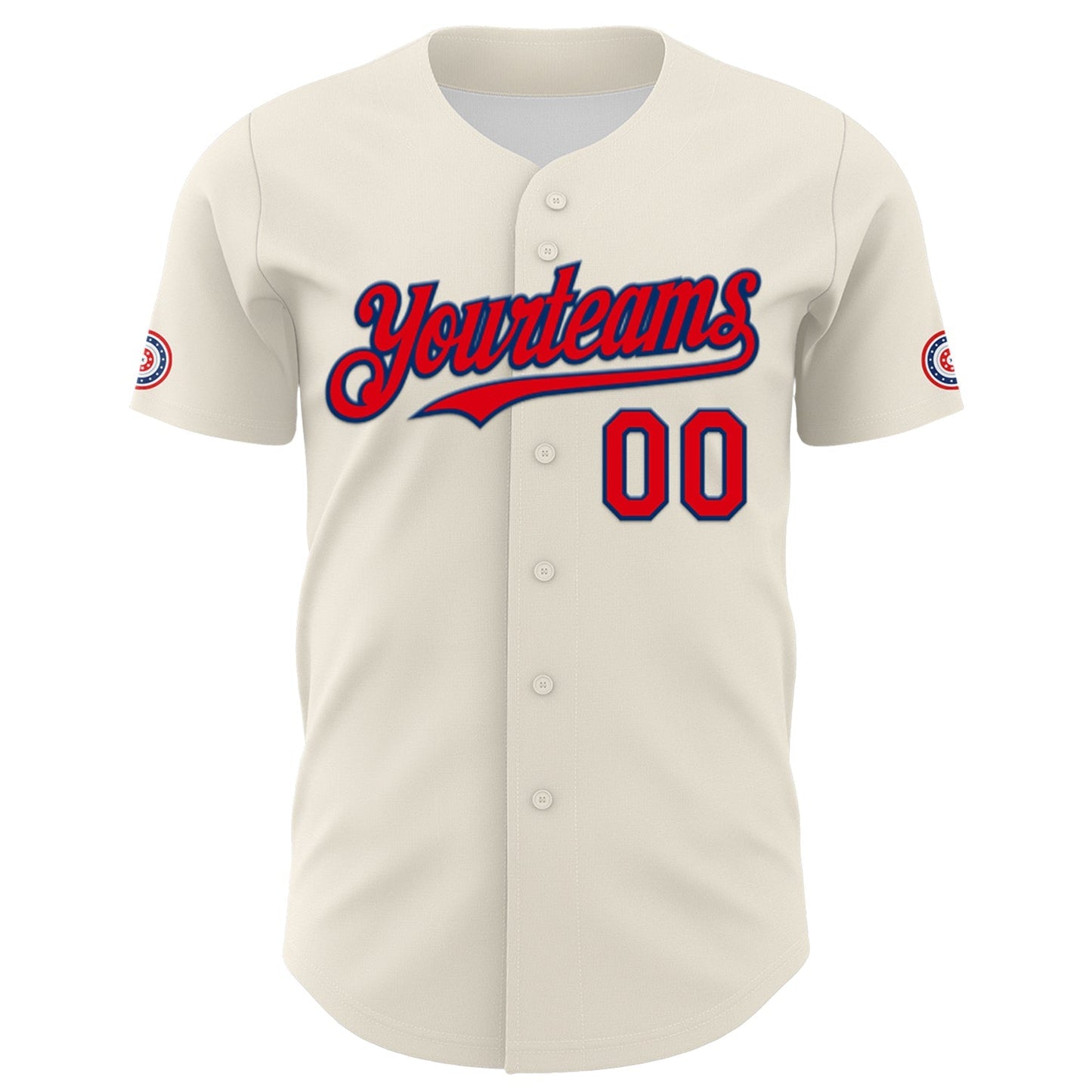 Custom Cream Fire Red-US Navy Blue 3D Patriotic American Flag Authentic Baseball Jersey baseball jersey product view 2