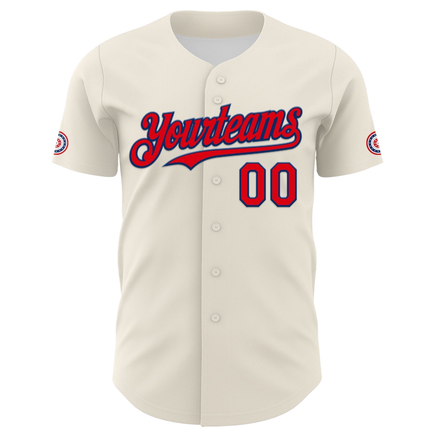 Custom Cream Fire Red-US Navy Blue 3D Patriotic American Flag Authentic Baseball Jersey baseball jersey product view 2