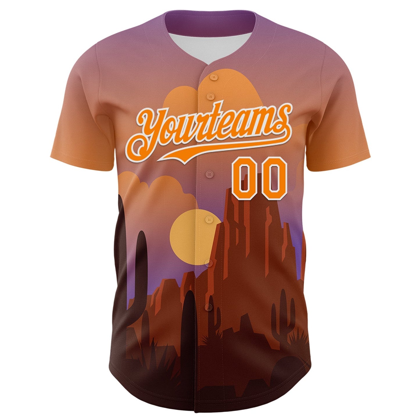 Custom Purple Bay Orange-White 3D Pattern Design Patriotic American Symbol Desert Authentic Baseball Jersey baseball jersey product view 2