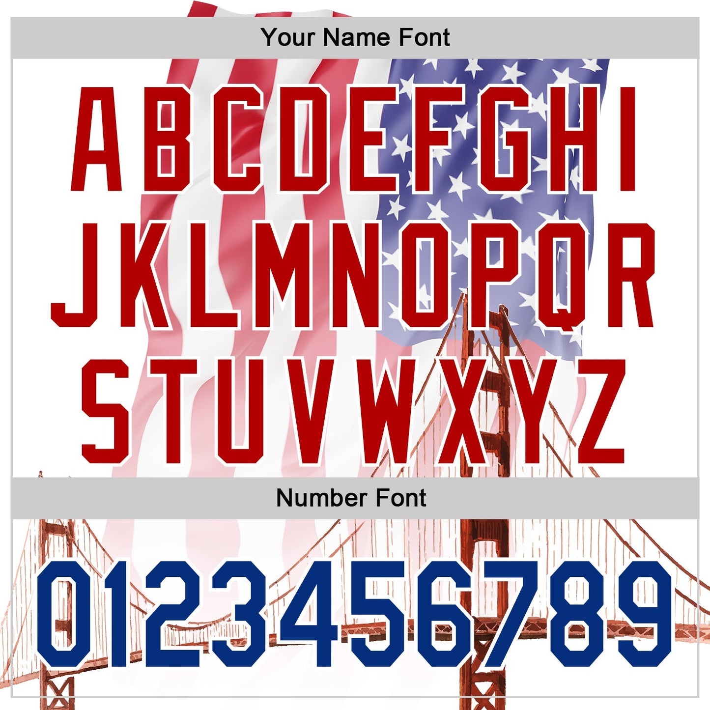 Custom White Royal-Red 3D Patriotic American Flag And Golden Gate Bridge Authentic Baseball Jersey baseball jersey product view 5