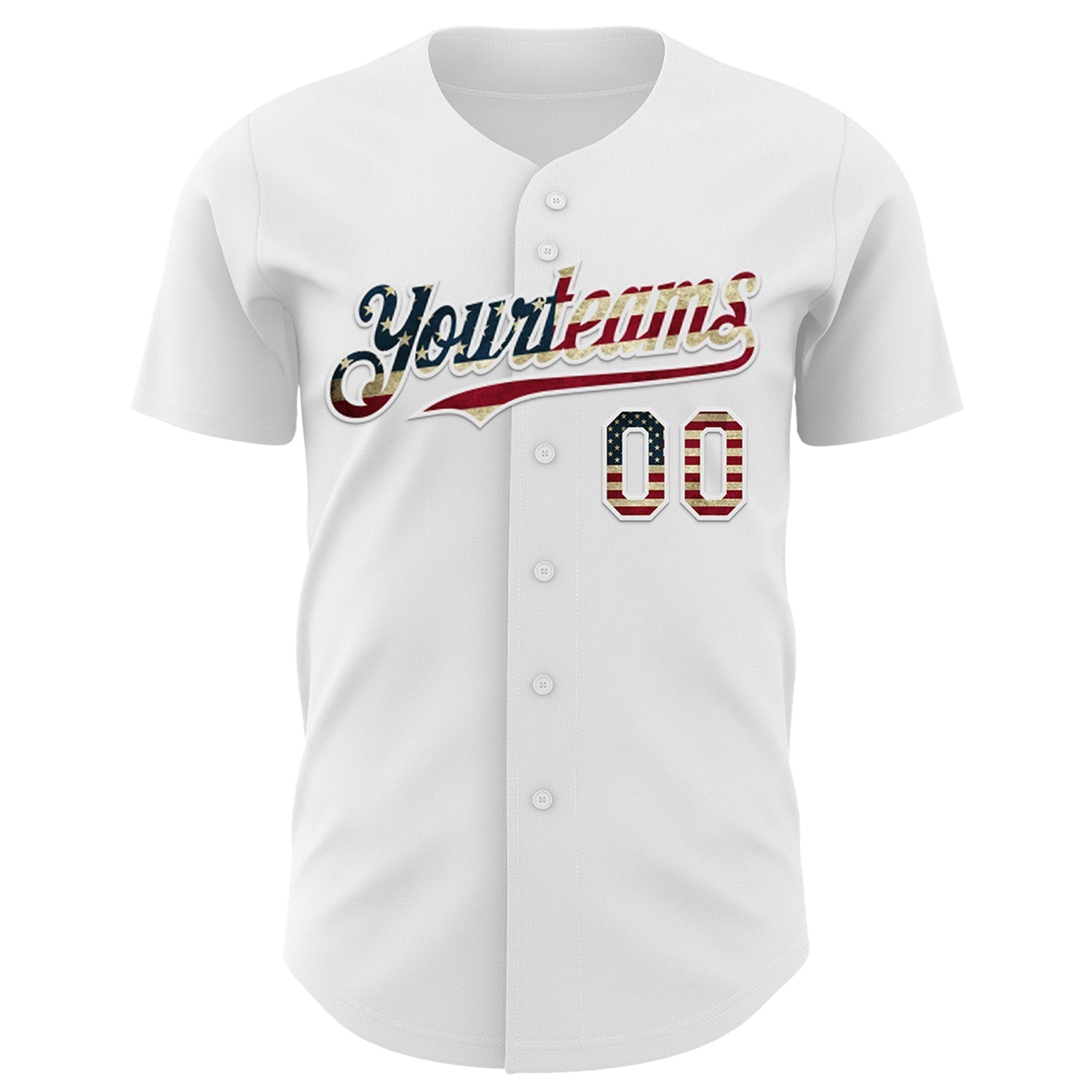 Custom White Vintage USA Flag-Royal 3D Patriotic Statue of Liberty Authentic Baseball Jersey baseball jersey product view 2
