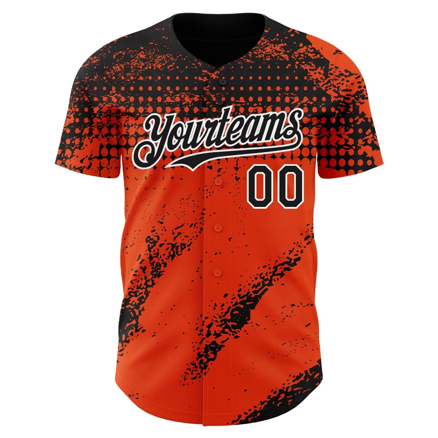 Custom Black Orange-White Splash Grunge Fragment Authentic Baseball Jersey baseball jersey product view 2