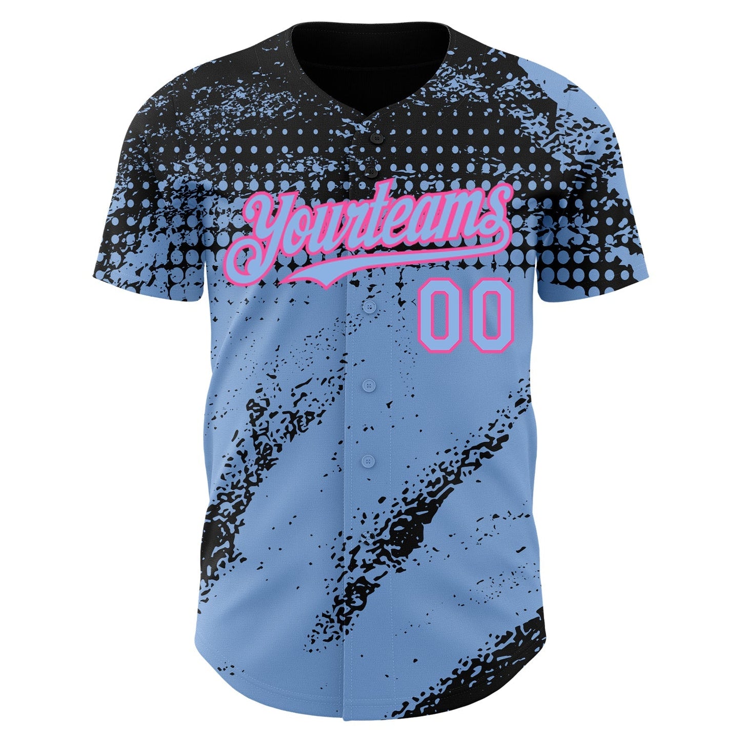 Custom Black Light Blue-Pink Splash Grunge Fragment Authentic Baseball Jersey baseball jersey product view 2