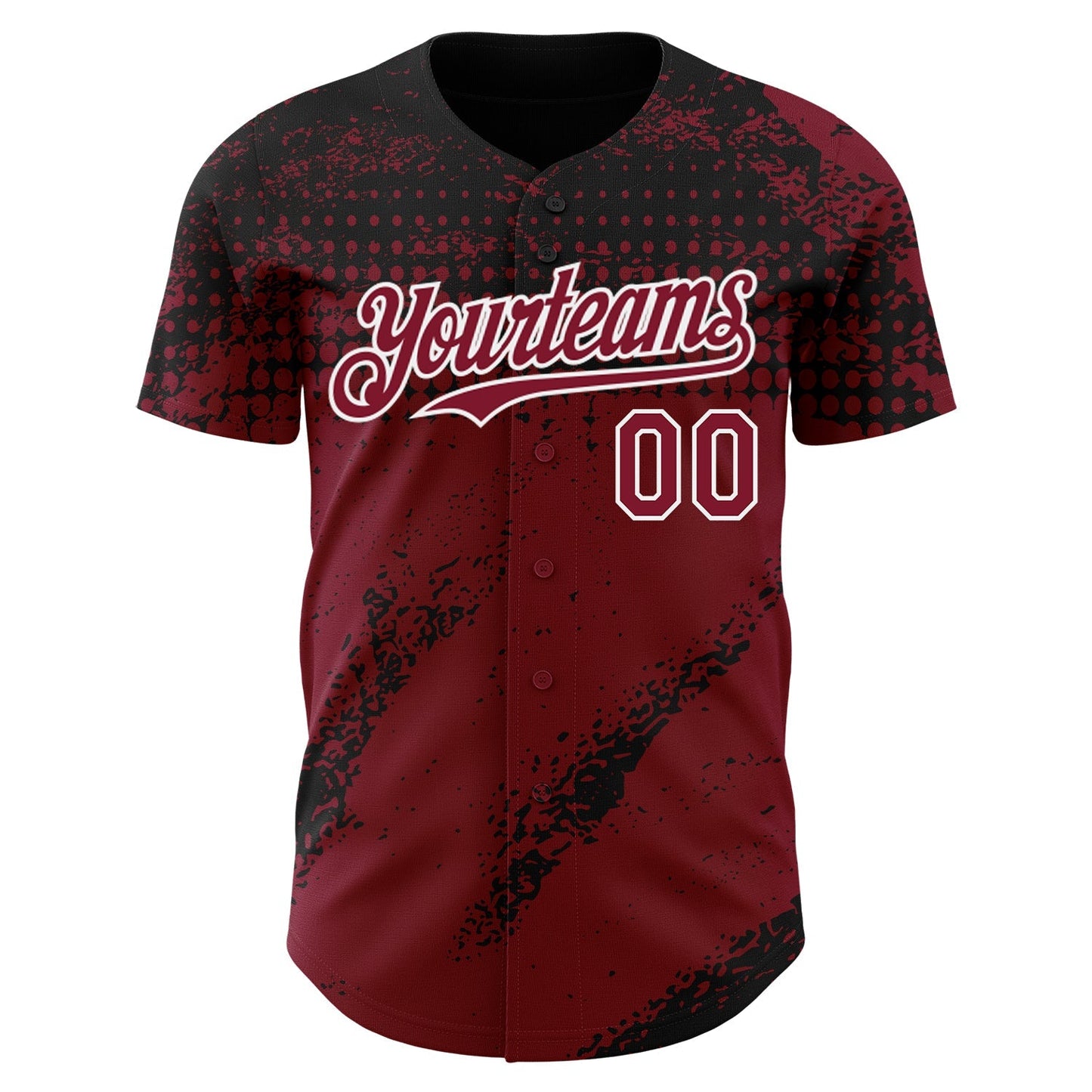 Custom Black Crimson-White Splash Grunge Fragment Authentic Baseball Jersey baseball jersey product view 2