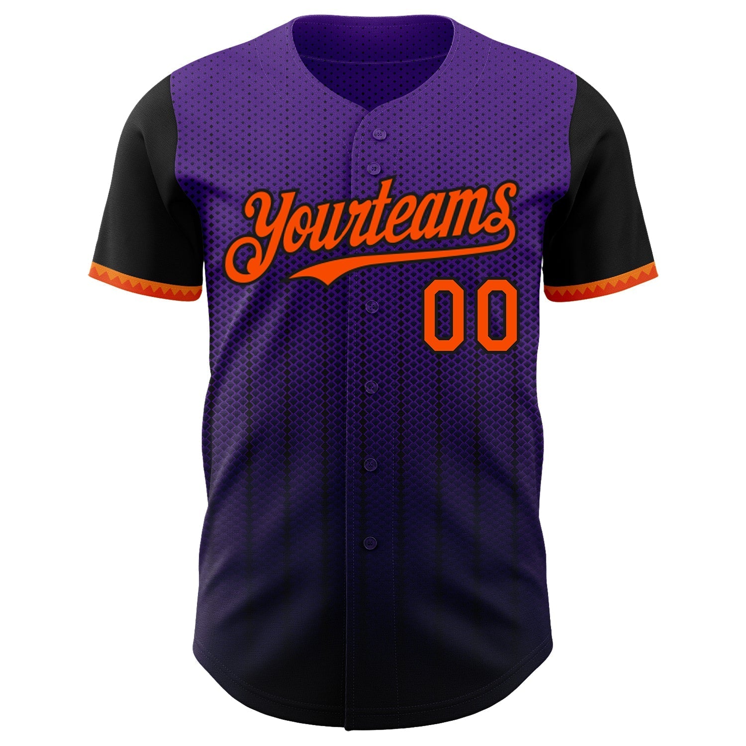Custom Purple Orange-Black 3D Pattern Design Gradient Geometric Shape Authentic Baseball Jersey baseball jersey product view 2