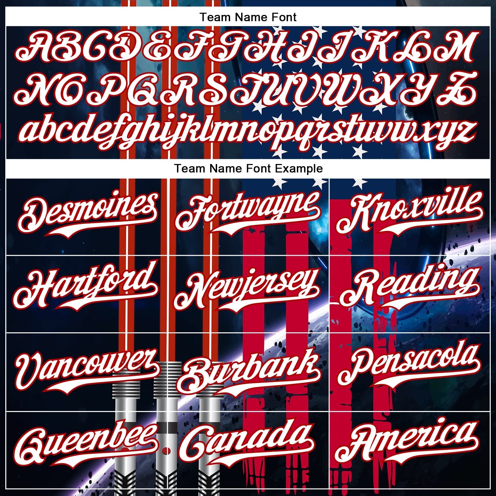 Custom Blue White-Red 3D Pattern Design American Flag Outer Space Light Swords Authentic Baseball Jersey baseball jersey product view 4