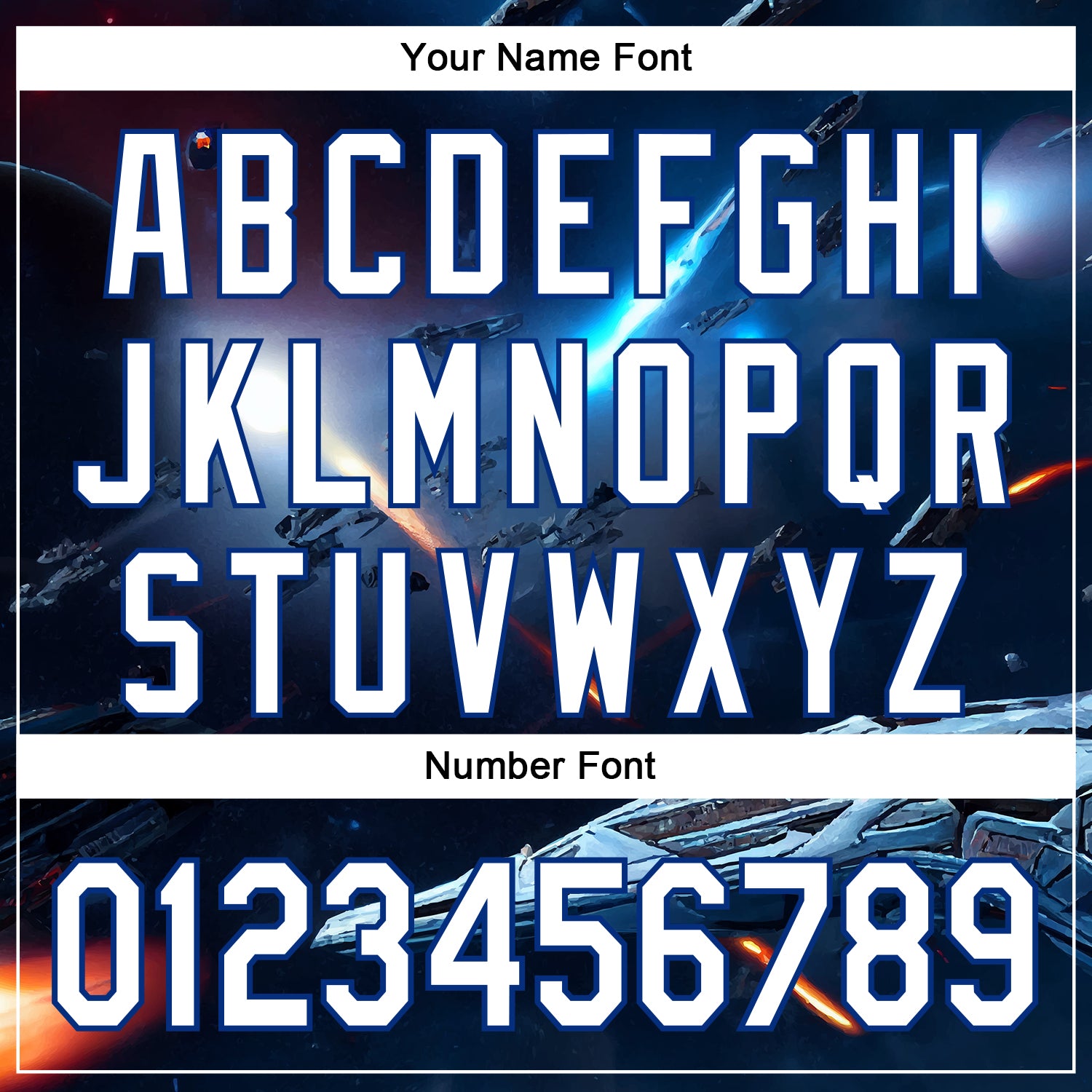 Custom Blue White-Royal 3D Pattern Design Outer Space Starships Authentic Baseball Jersey baseball jersey product view 5