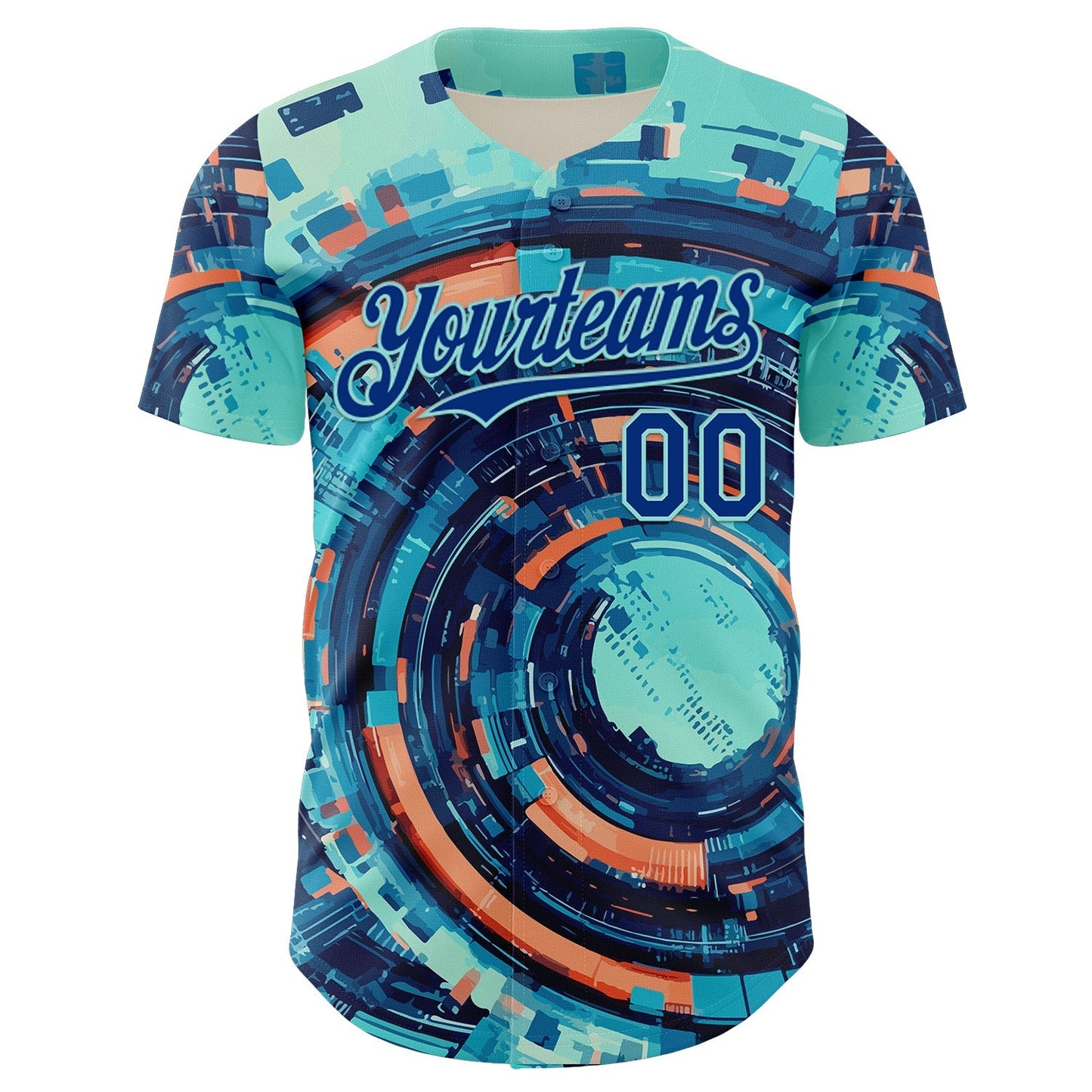 Custom Blue Royal-Ice Blue 3D Pattern Design Outer Space Authentic Baseball Jersey baseball jersey product view 2