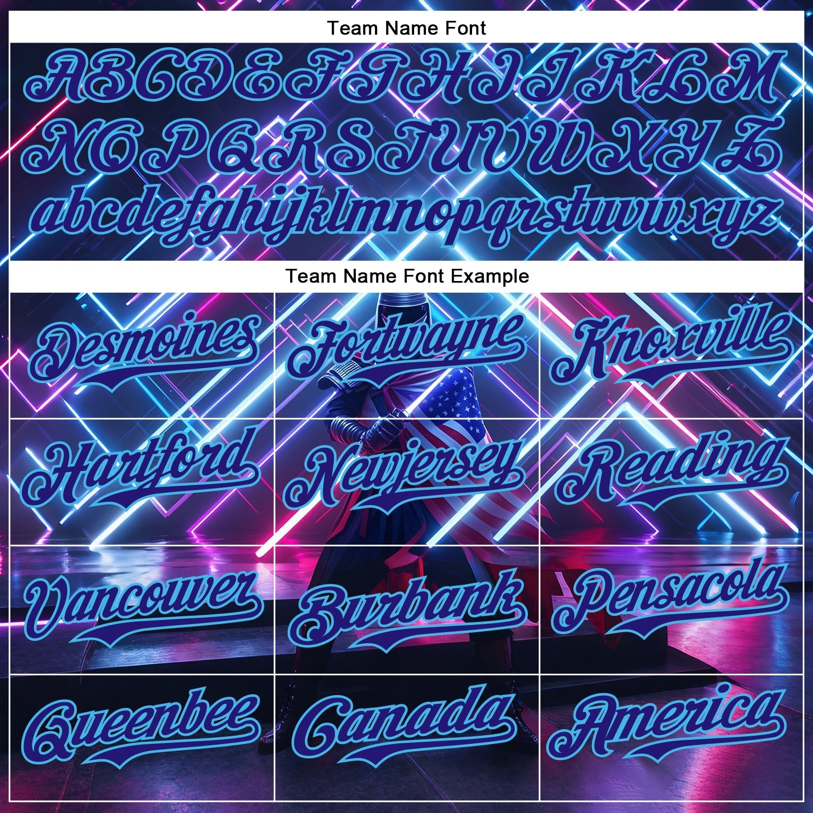 Custom Blue Dark Purple-Sky Blue 3D Pattern Design Outer Space Light Swords American Flag Authentic Baseball Jersey baseball jersey product view 4