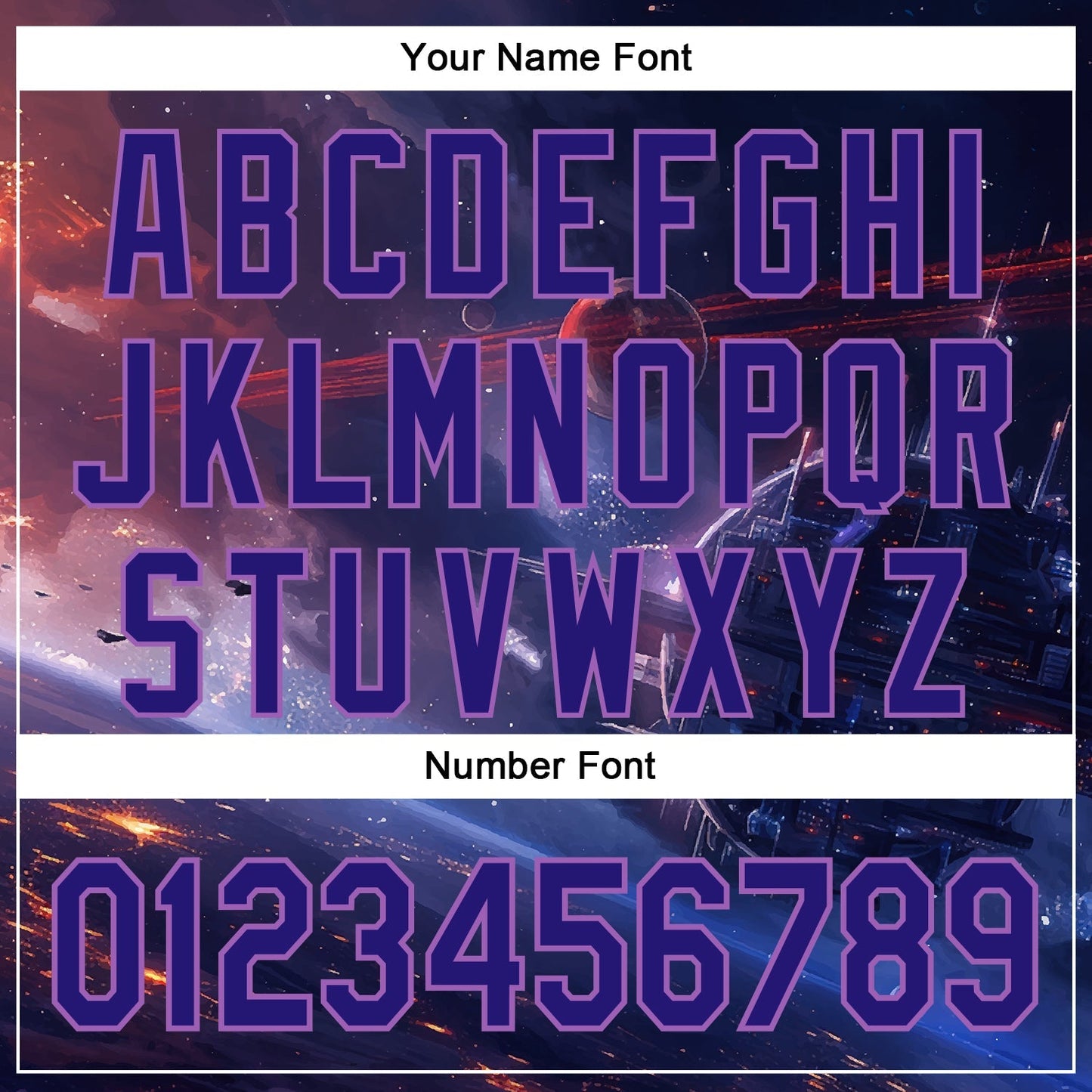 Custom Blue Dark Purple-Medium Purple 3D Pattern Design Outer Space Starships Authentic Baseball Jersey baseball jersey product view 5