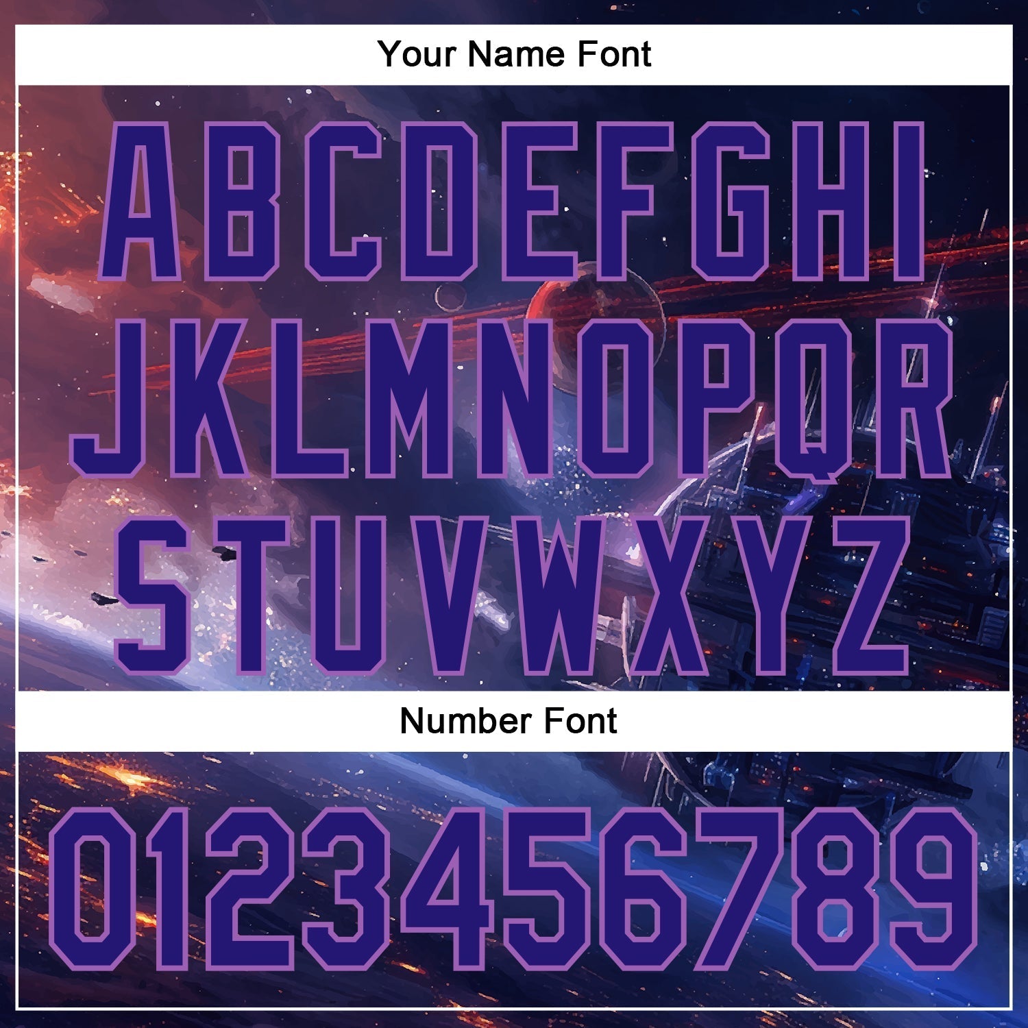 Custom Blue Dark Purple-Medium Purple 3D Pattern Design Outer Space Starships Authentic Baseball Jersey baseball jersey product view 5