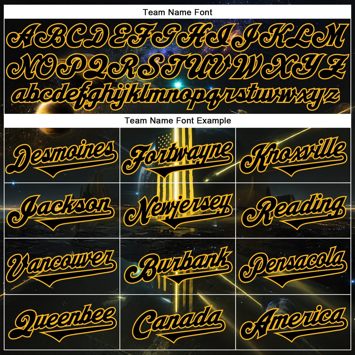 Custom Black Gold 3D Pattern Design Outer Space Light Swords American Flag Authentic Baseball Jersey baseball jersey product view 4