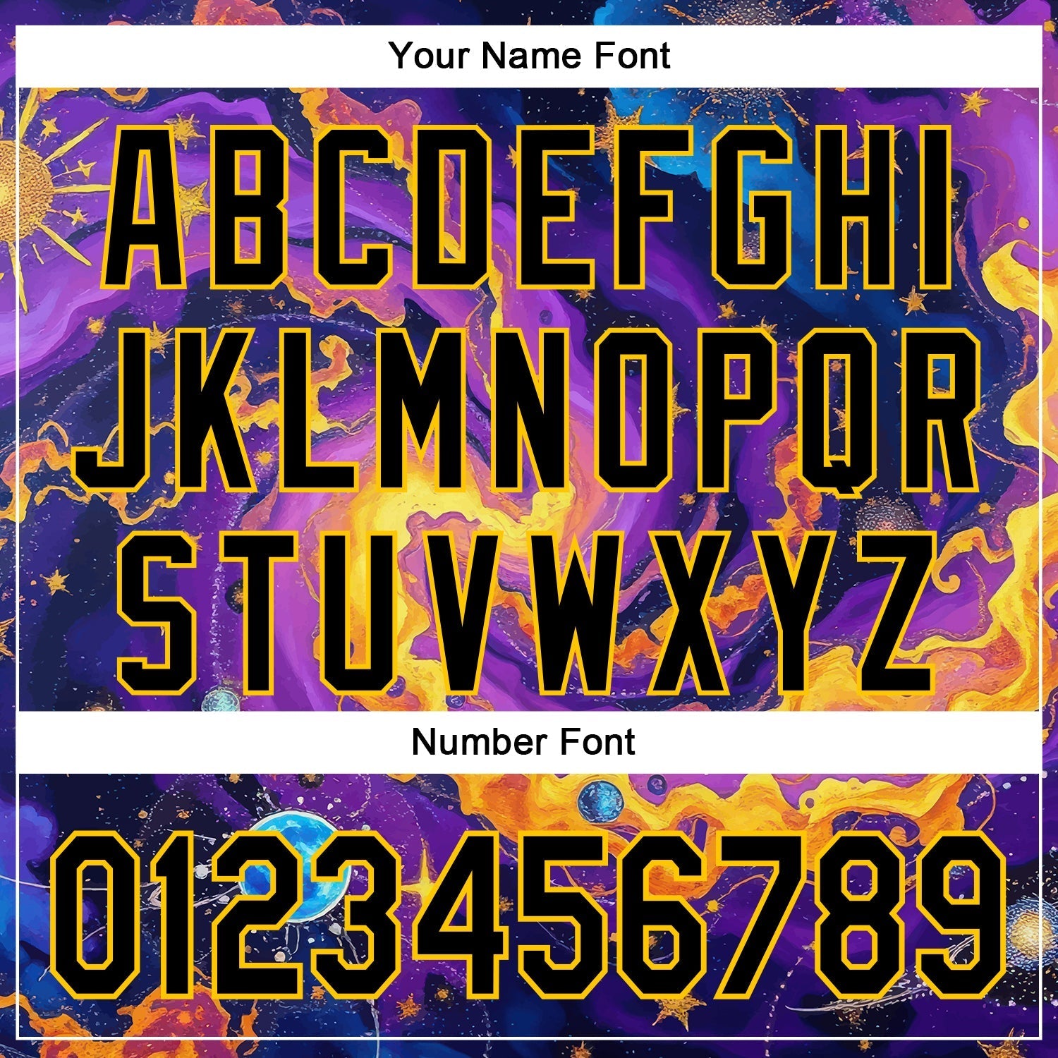 Custom Purple Black-Yellow 3D Pattern Design Outer Space Galaxy Authentic Baseball Jersey baseball jersey product view 5