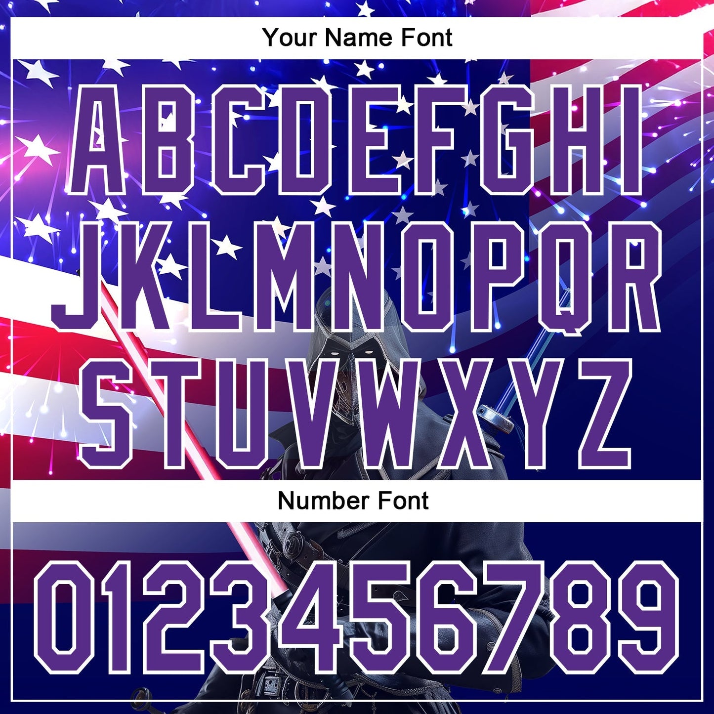 Custom Blue Purple-White 3D Pattern Design Outer Space Light Swords American Flag Authentic Baseball Jersey baseball jersey product view 5