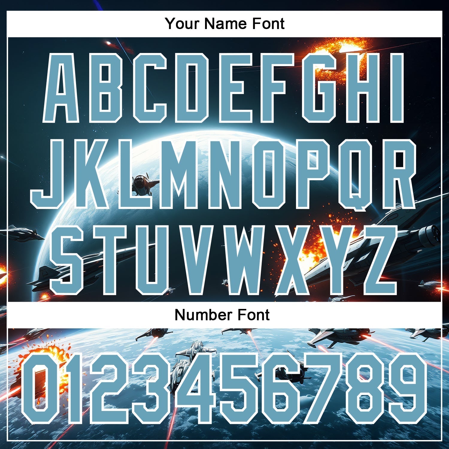 Custom Blue Shadow Blue-White 3D Pattern Design Outer Space Starships Authentic Baseball Jersey baseball jersey product view 5
