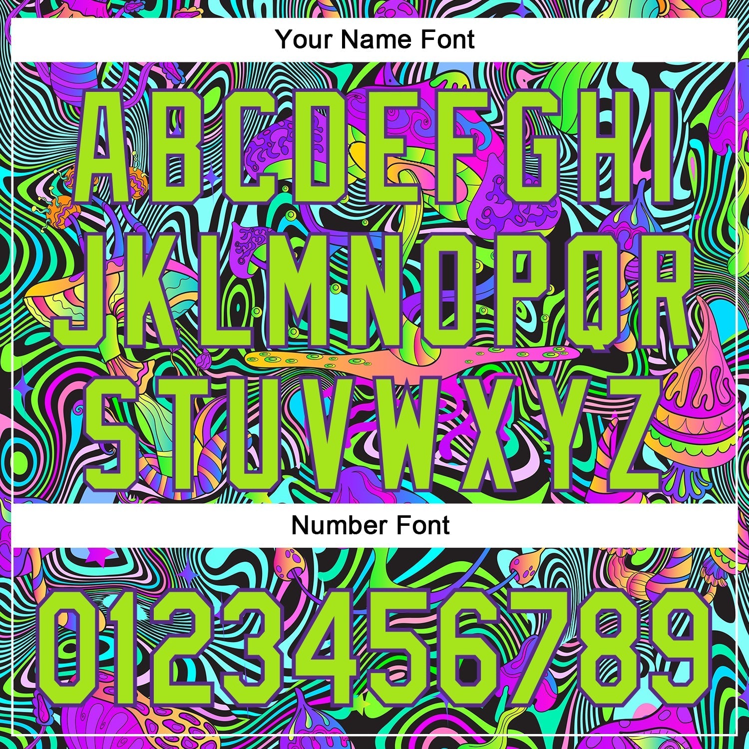Custom Purple Neon Green 3D Pattern Design Trippy Groovy Magic Mushrooms Authentic Baseball Jersey baseball jersey product view 5