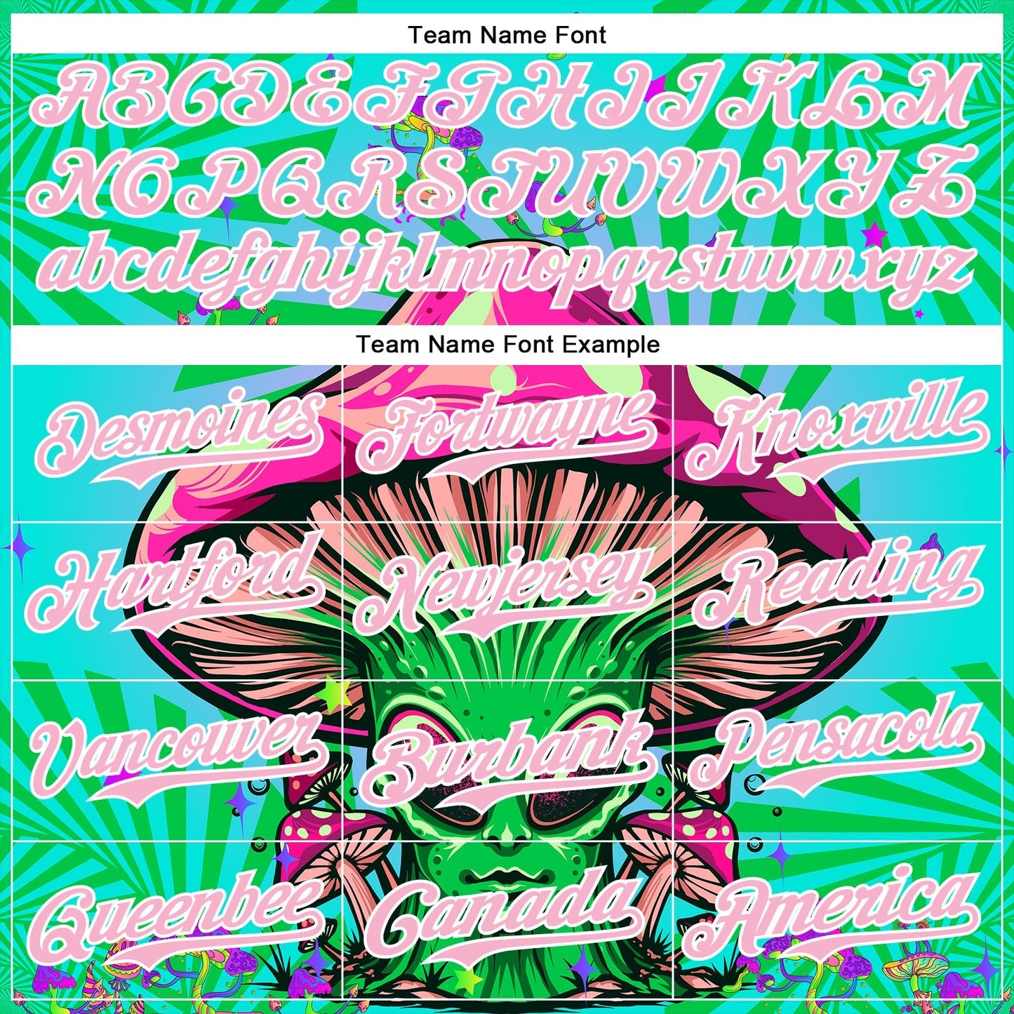 Custom Blue Light Pink-White 3D Pattern Design Trippy Magic Mushrooms Alien Authentic Baseball Jersey baseball jersey product view 4