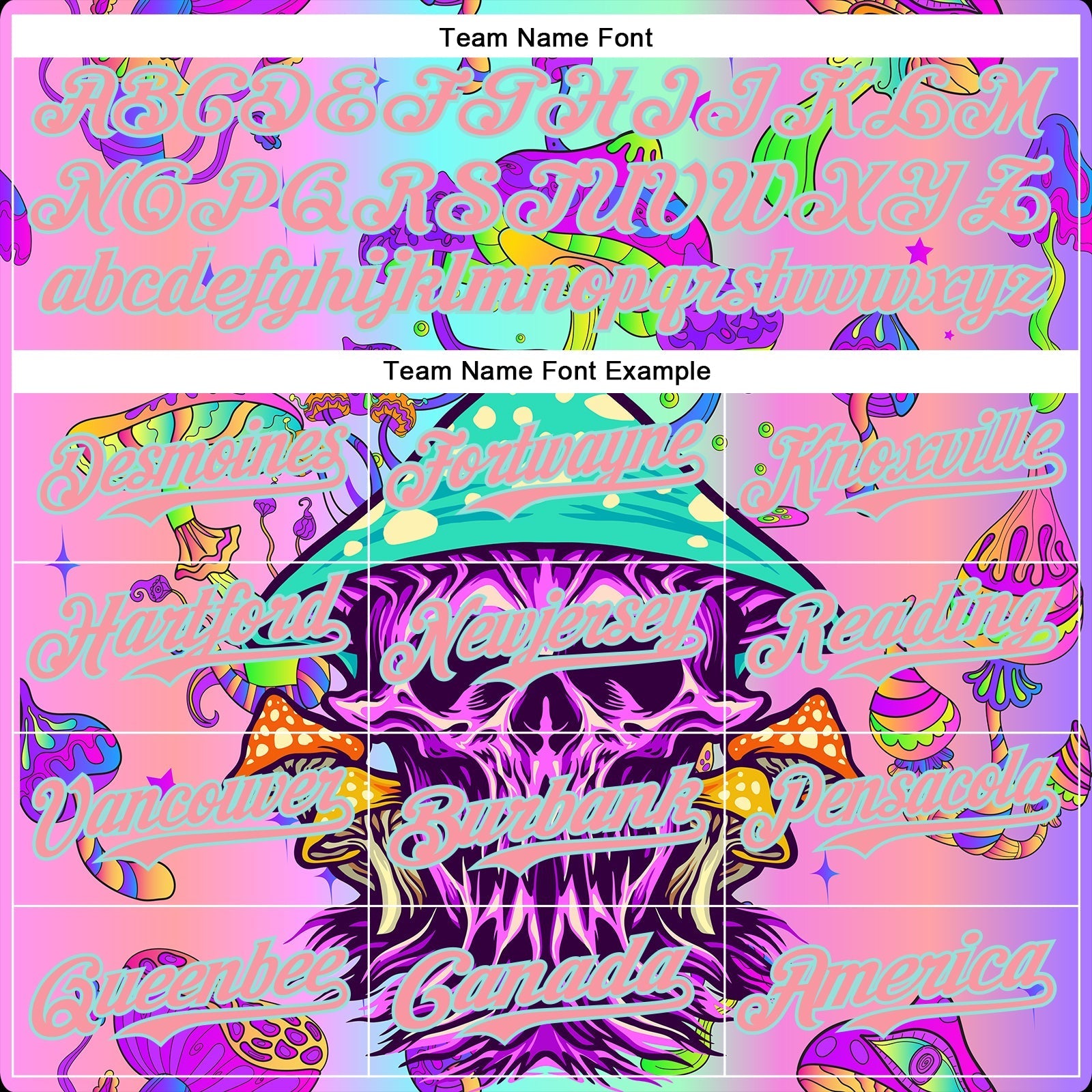 Custom Purple Medium Pink-Ice Blue 3D Pattern Design Trippy Magic Mushrooms Skull Authentic Baseball Jersey baseball jersey product view 4