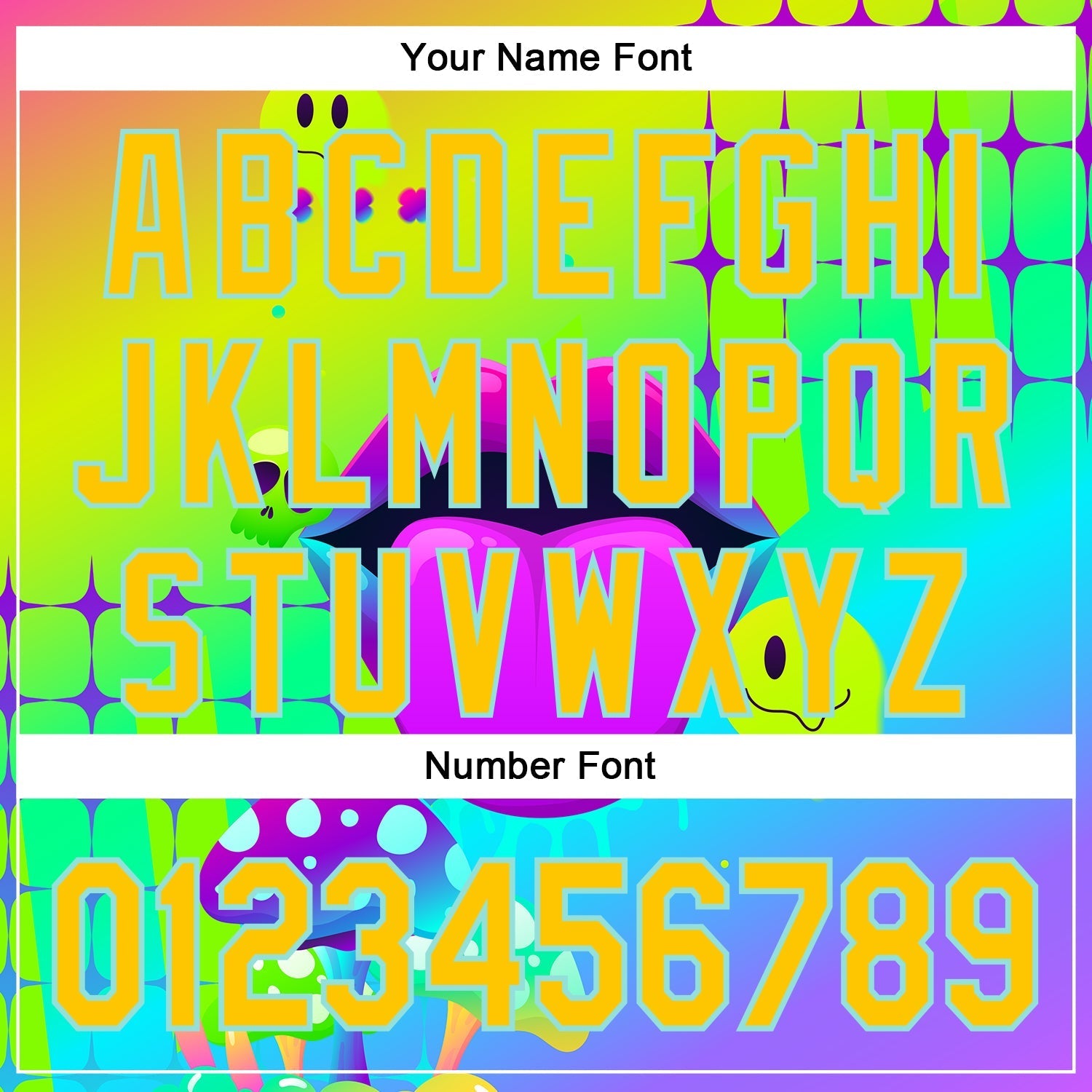 Custom Green Yellow-Ice Blue 3D Pattern Design Trippy Magic Mushrooms Acid Authentic Baseball Jersey baseball jersey product view 5