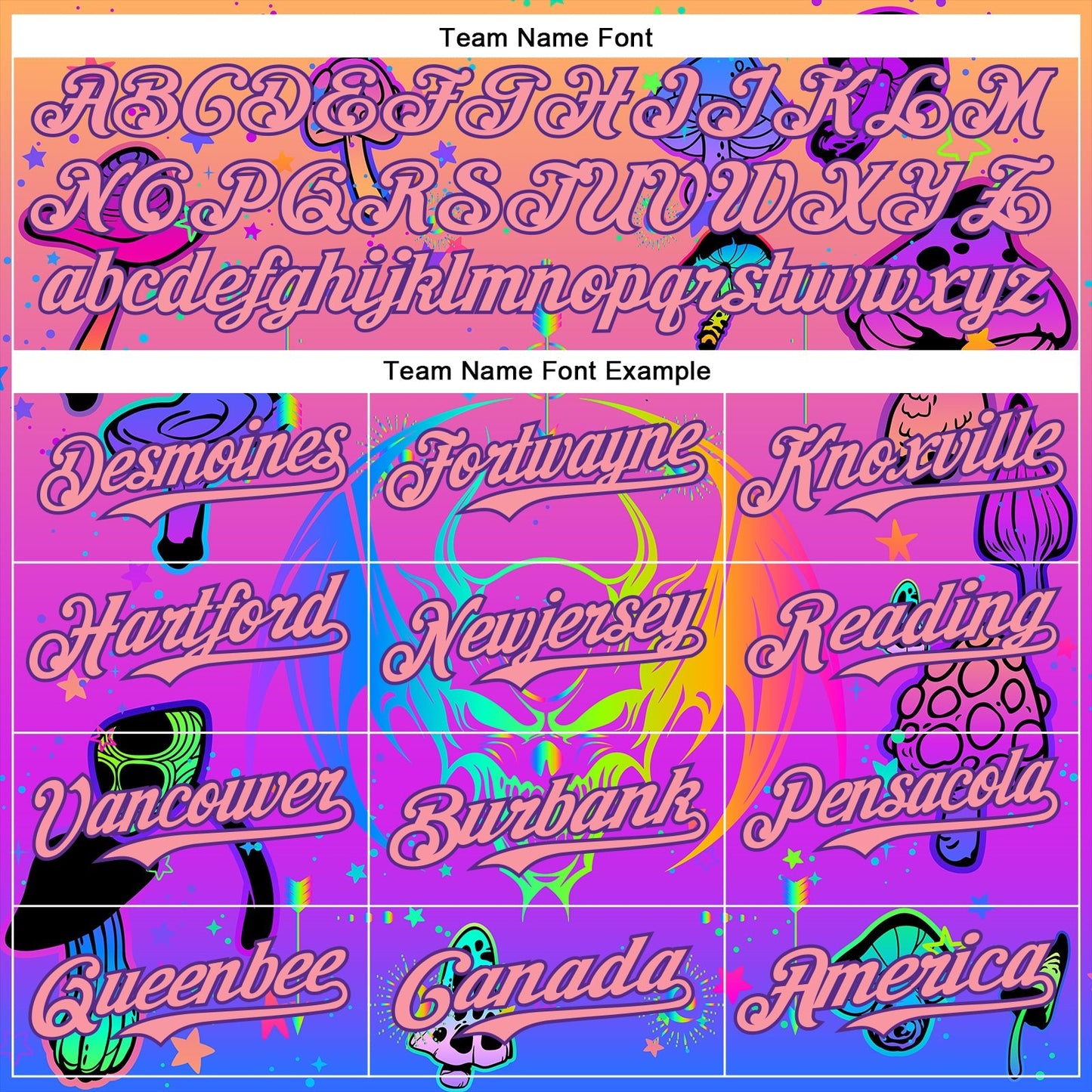 Custom Pink Medium Pink-Purple 3D Pattern Design Trippy Magic Mushrooms Dragon Authentic Baseball Jersey baseball jersey product view 4