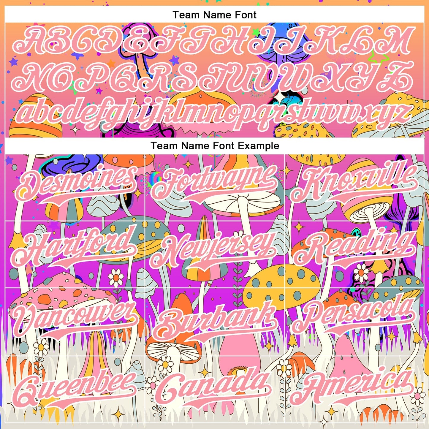 Custom Pink Medium Pink Purple-White 3D Pattern Design Trippy Magic Mushrooms Hippie Authentic Baseball Jersey baseball jersey product view 4