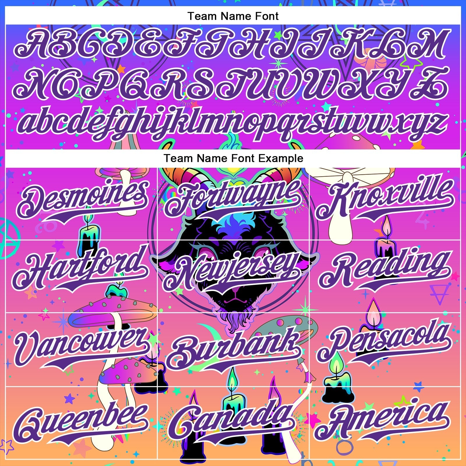 Custom Purple White 3D Pattern Design Trippy Magic Mushrooms Devil Authentic Baseball Jersey baseball jersey product view 4