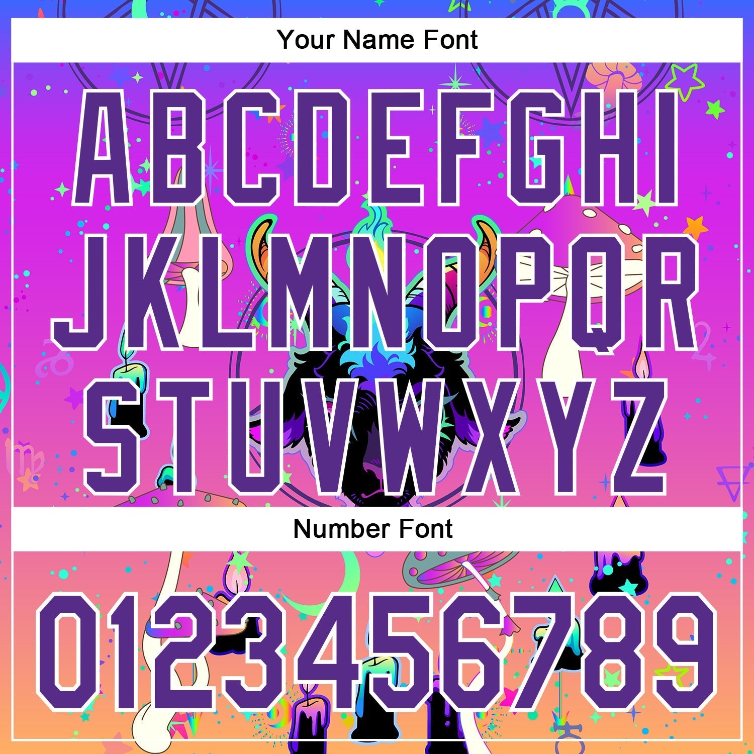 Custom Purple White 3D Pattern Design Trippy Magic Mushrooms Devil Authentic Baseball Jersey baseball jersey product view 5