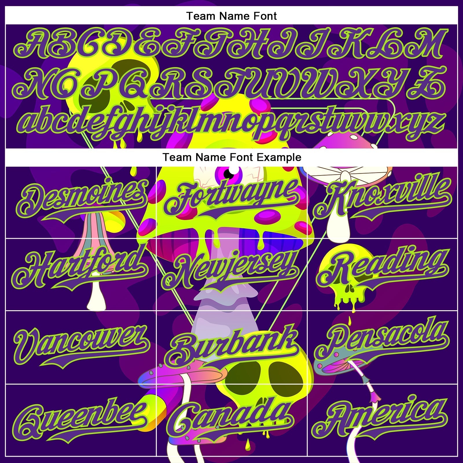 Custom Black Purple-Neon Green 3D Pattern Design Trippy Magic Mushrooms Skull Authentic Baseball Jersey baseball jersey product view 4
