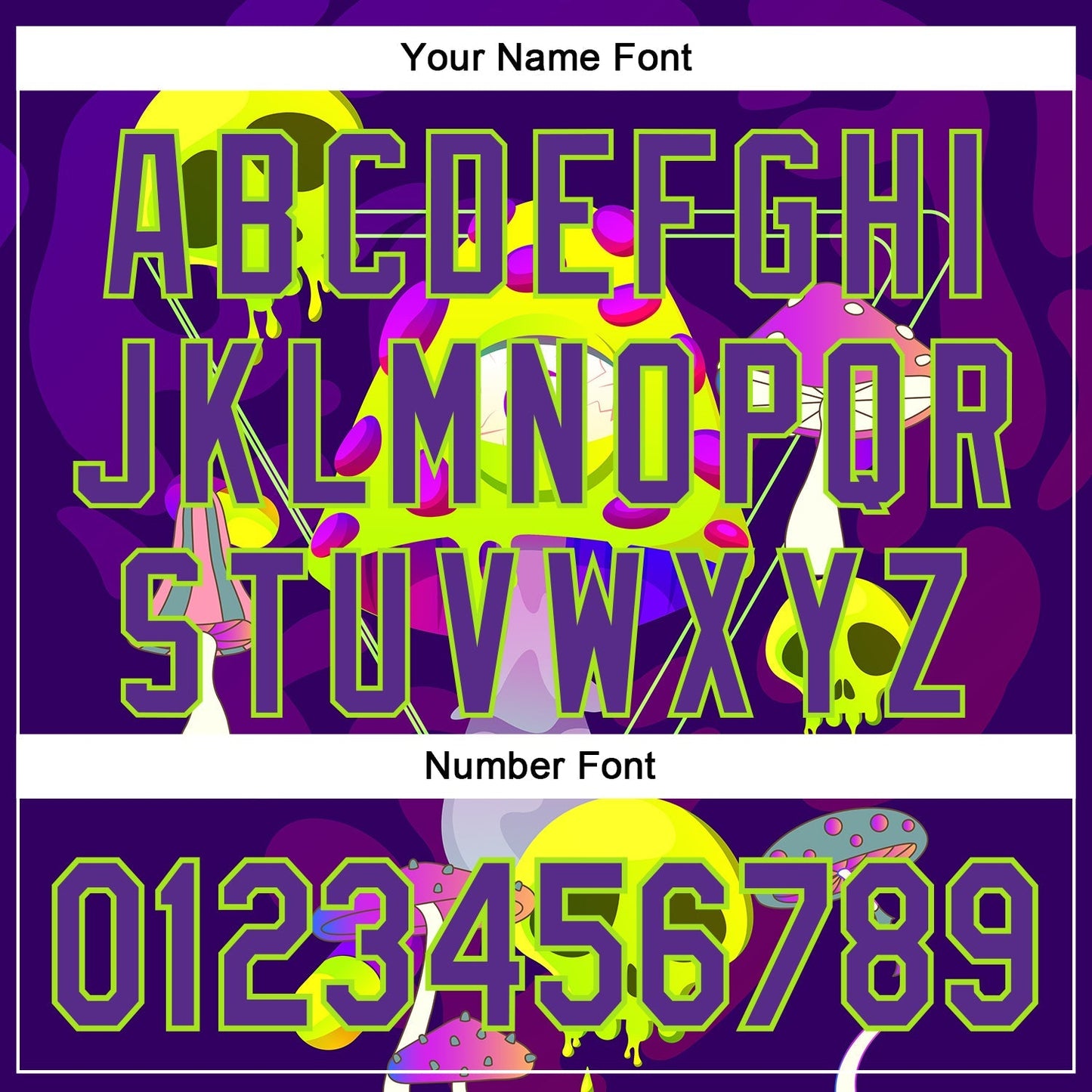 Custom Black Purple-Neon Green 3D Pattern Design Trippy Magic Mushrooms Skull Authentic Baseball Jersey baseball jersey product view 5