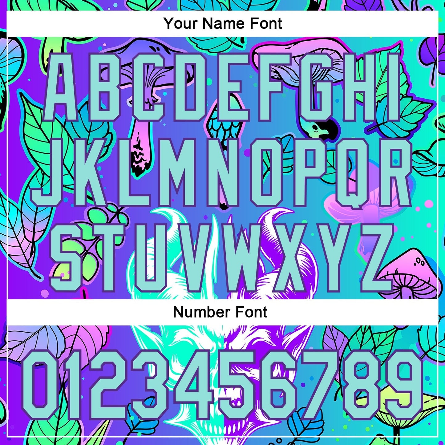 Custom Blue Ice Blue-Purple 3D Pattern Design Trippy Magic Mushrooms Demon Skull Authentic Baseball Jersey baseball jersey product view 5