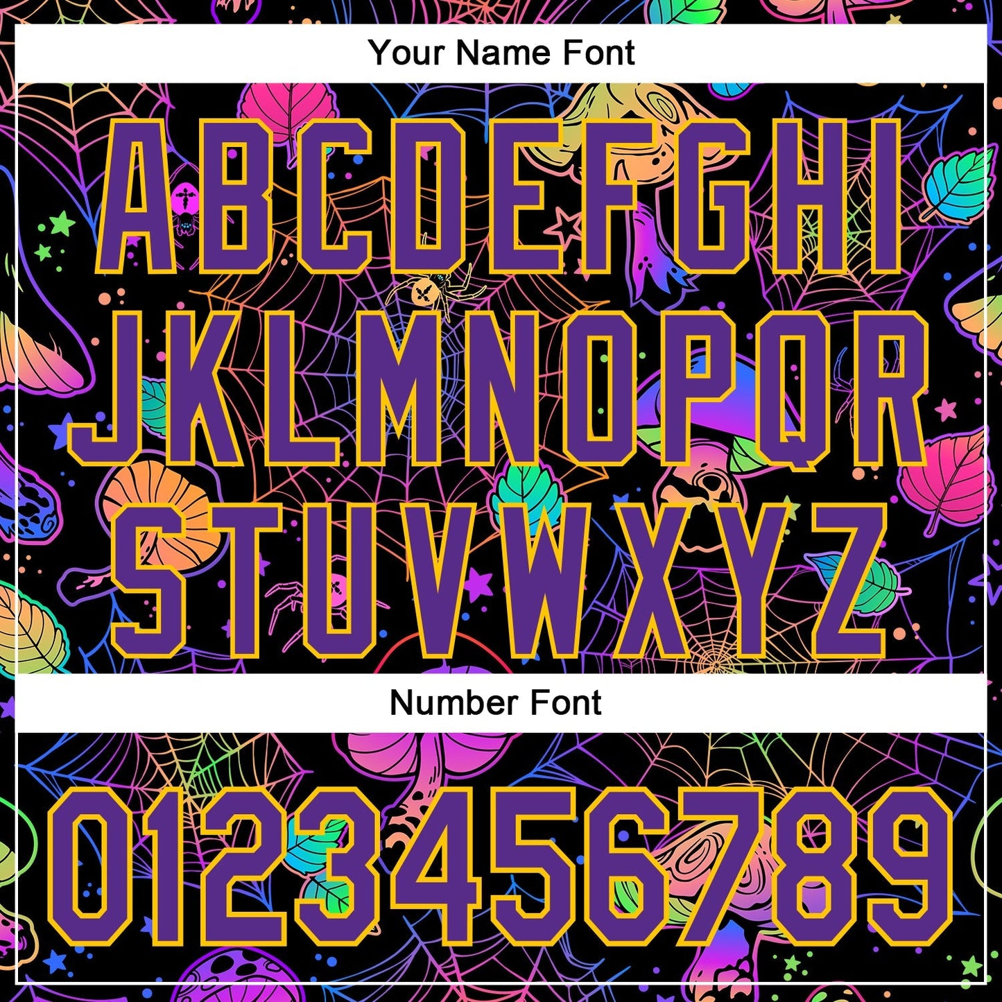 Custom Black Purple-Yellow 3D Pattern Design Trippy Magic Mushrooms Spider Web Authentic Baseball Jersey baseball jersey product view 5