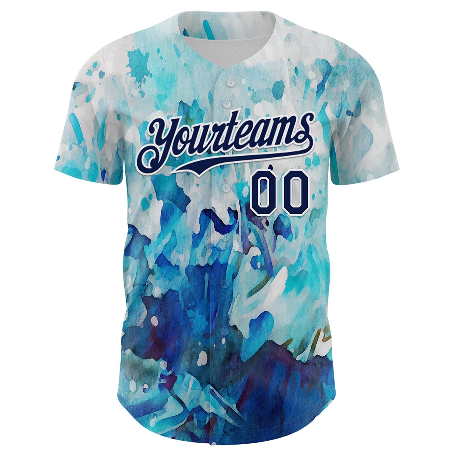 Custom White Navy 3D Pattern Design Burner Costumes Watercolor Paint Authentic Baseball Jersey baseball jersey product view 2