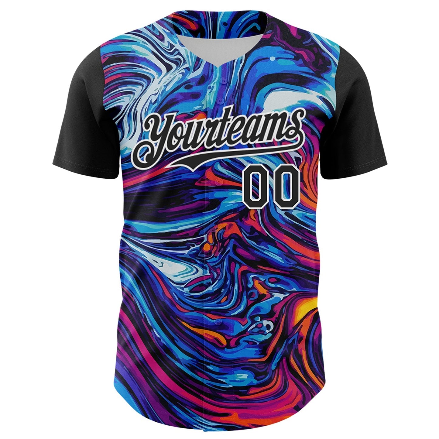 Custom Black White 3D Pattern Design Burner Costumes Lava Authentic Baseball Jersey baseball jersey product view 2