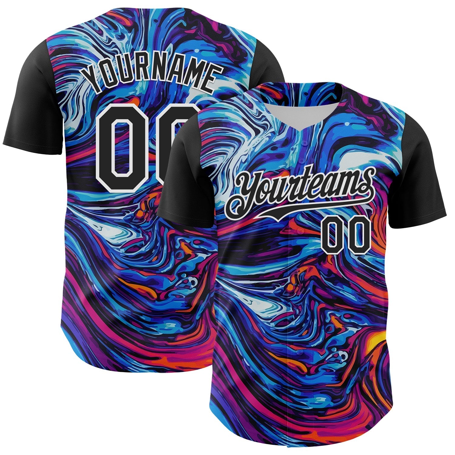 Custom Black White 3D Pattern Design Burner Costumes Lava Authentic Baseball Jersey baseball jersey product view 1