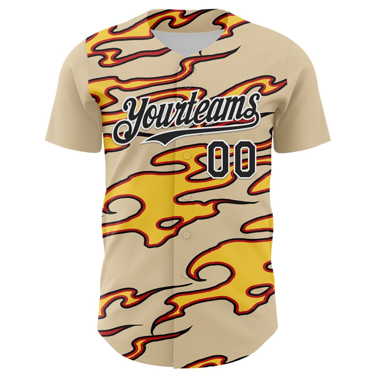 Custom City Cream Black-White 3D Pattern Design Rave Party Flame Authentic Baseball Jersey baseball jersey product view 2