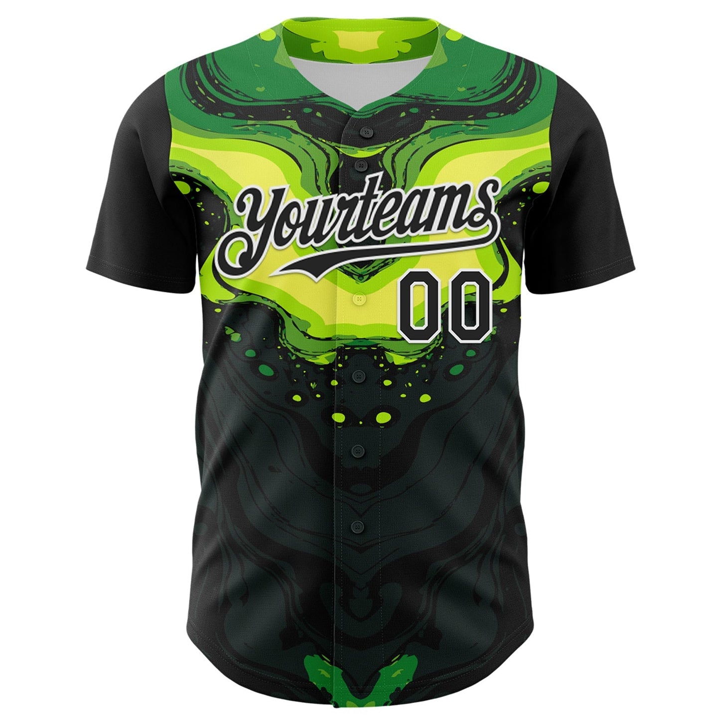 Custom Black Green-White 3D Pattern Design Rave Party Poison Liquid Authentic Baseball Jersey baseball jersey product view 2