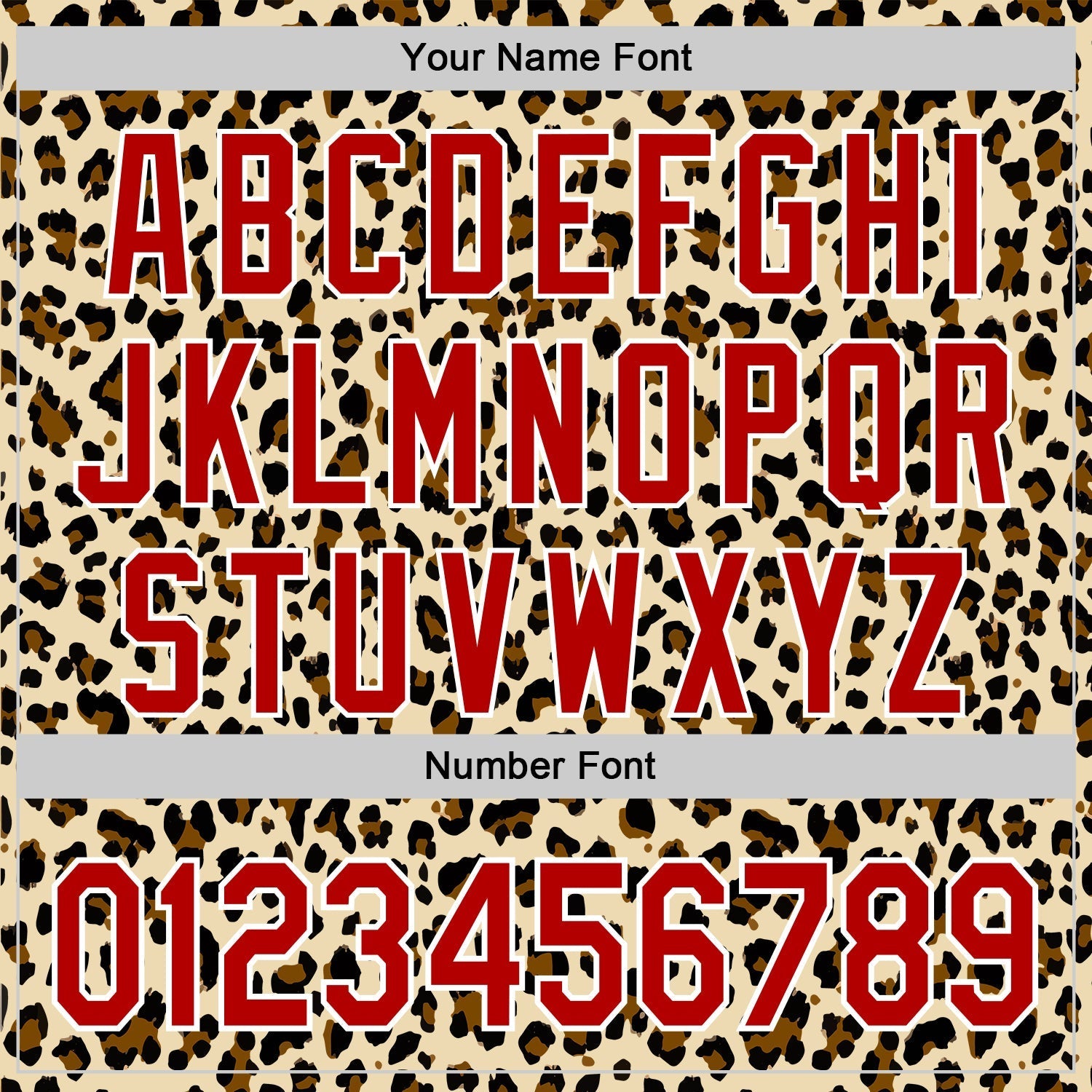 Custom Cream Red-White 3D Pattern Design Rave Party Animal Leopard Print Authentic Baseball Jersey baseball jersey product view 5